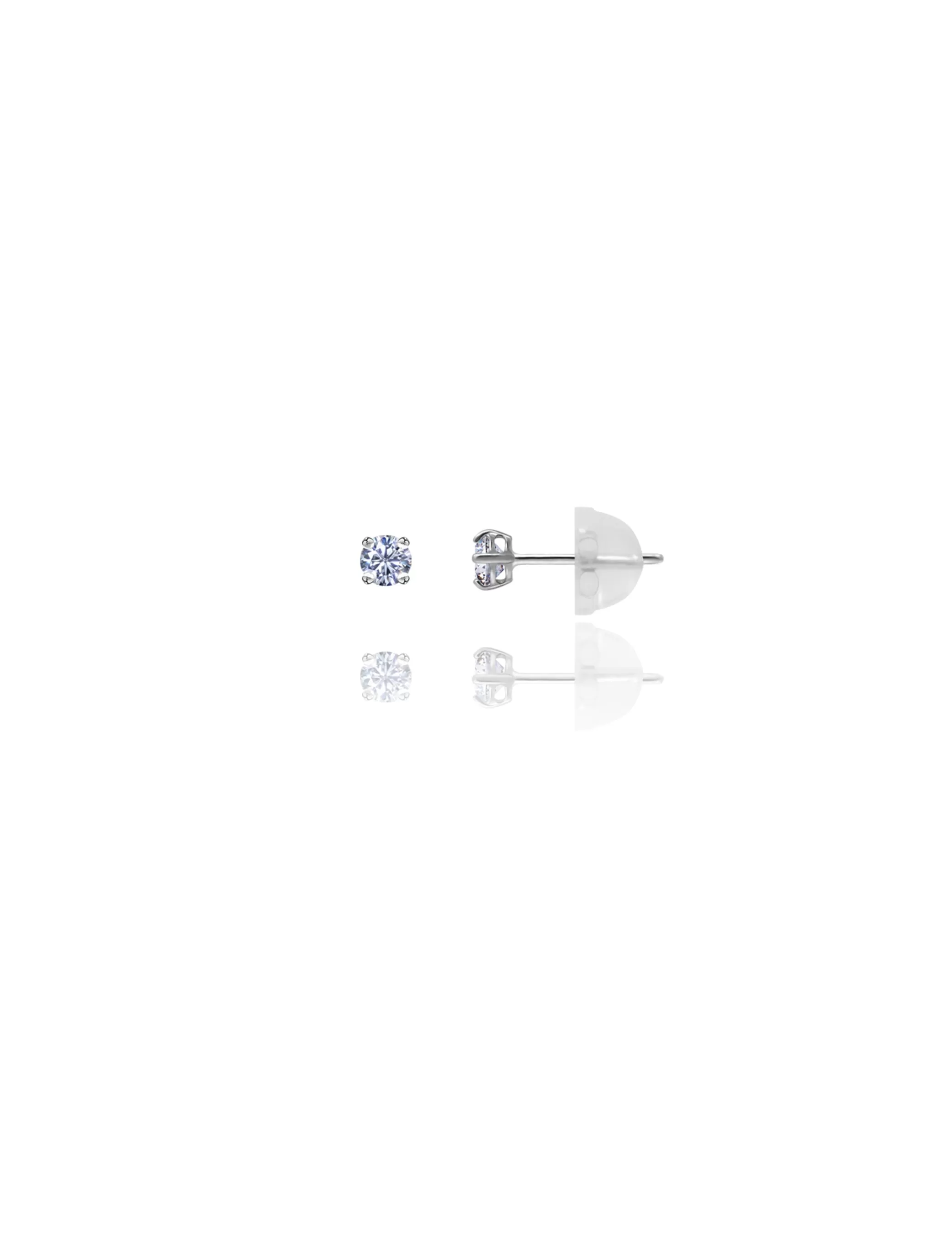 14K White Gold 2.5MM Round CZ Pushback Stud Earrings>Isaac Mizrahi Store