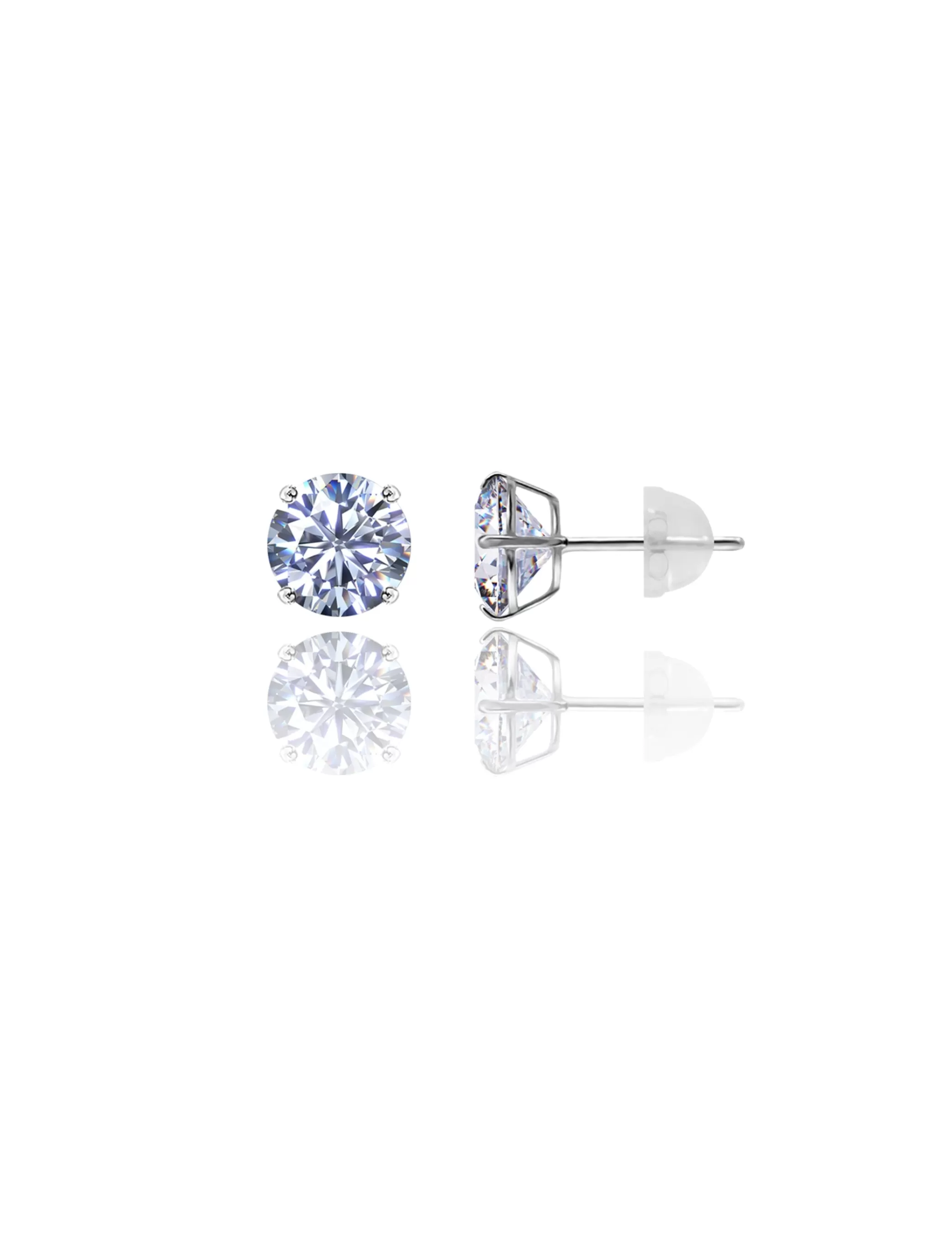 14K White Gold 8MM Round CZ Pushback Stud Earrings>Isaac Mizrahi Cheap