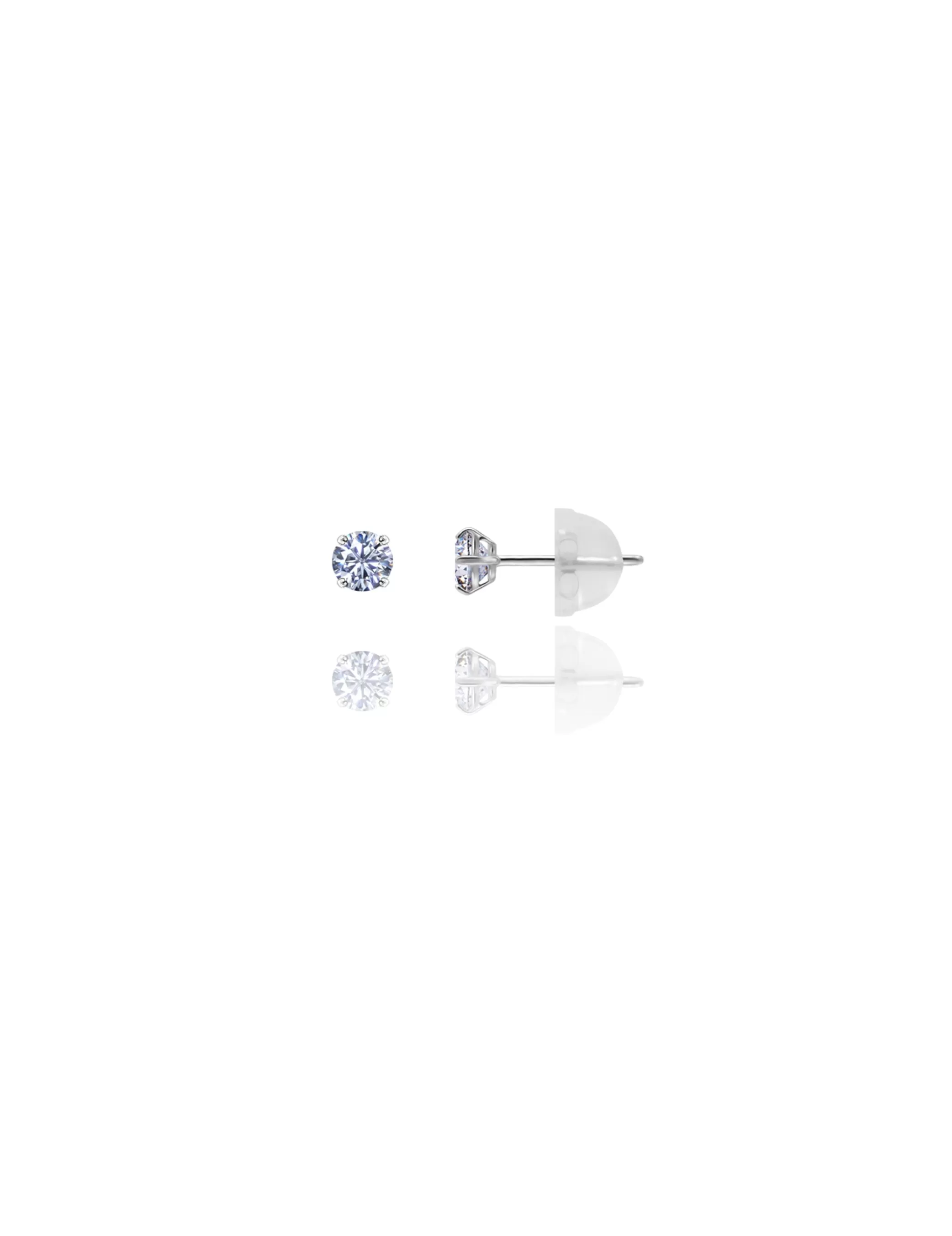 14K White Gold 3MM Round CZ Pushback Stud Earrings>Isaac Mizrahi Sale