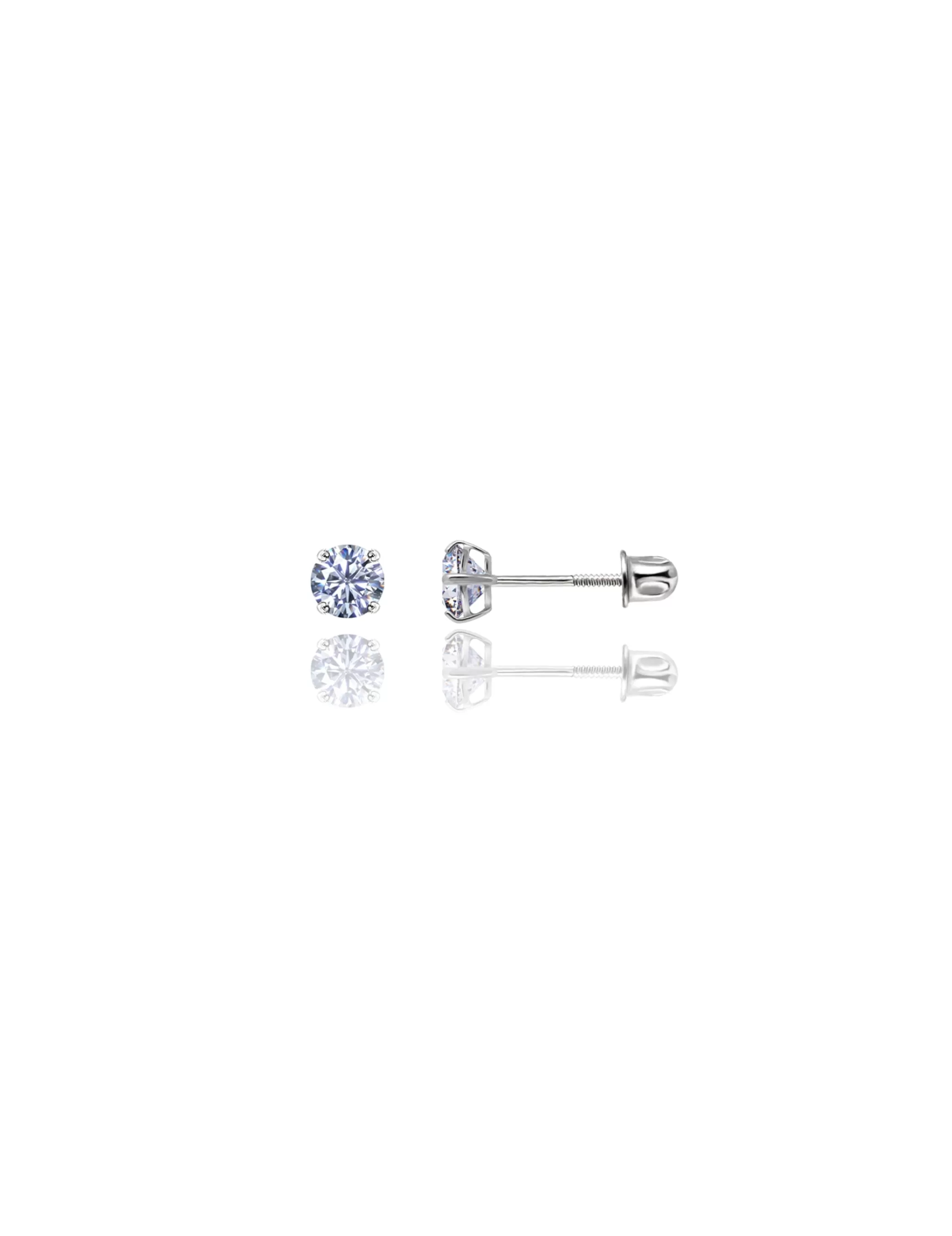 14K White Gold 4MM Round CZ Screwback Stud Earrings>Isaac Mizrahi Cheap