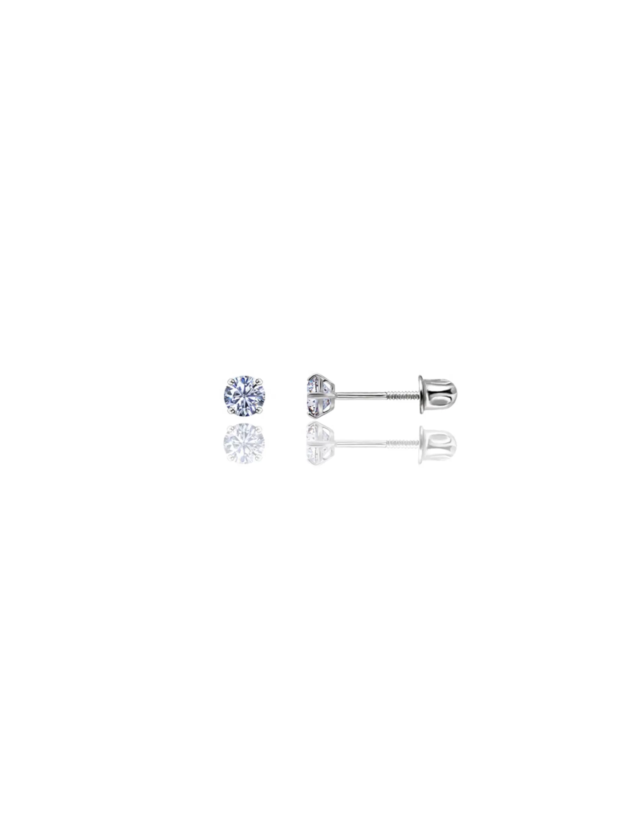 14K White Gold 3MM Round CZ Screwback Stud Earrings>Isaac Mizrahi Online