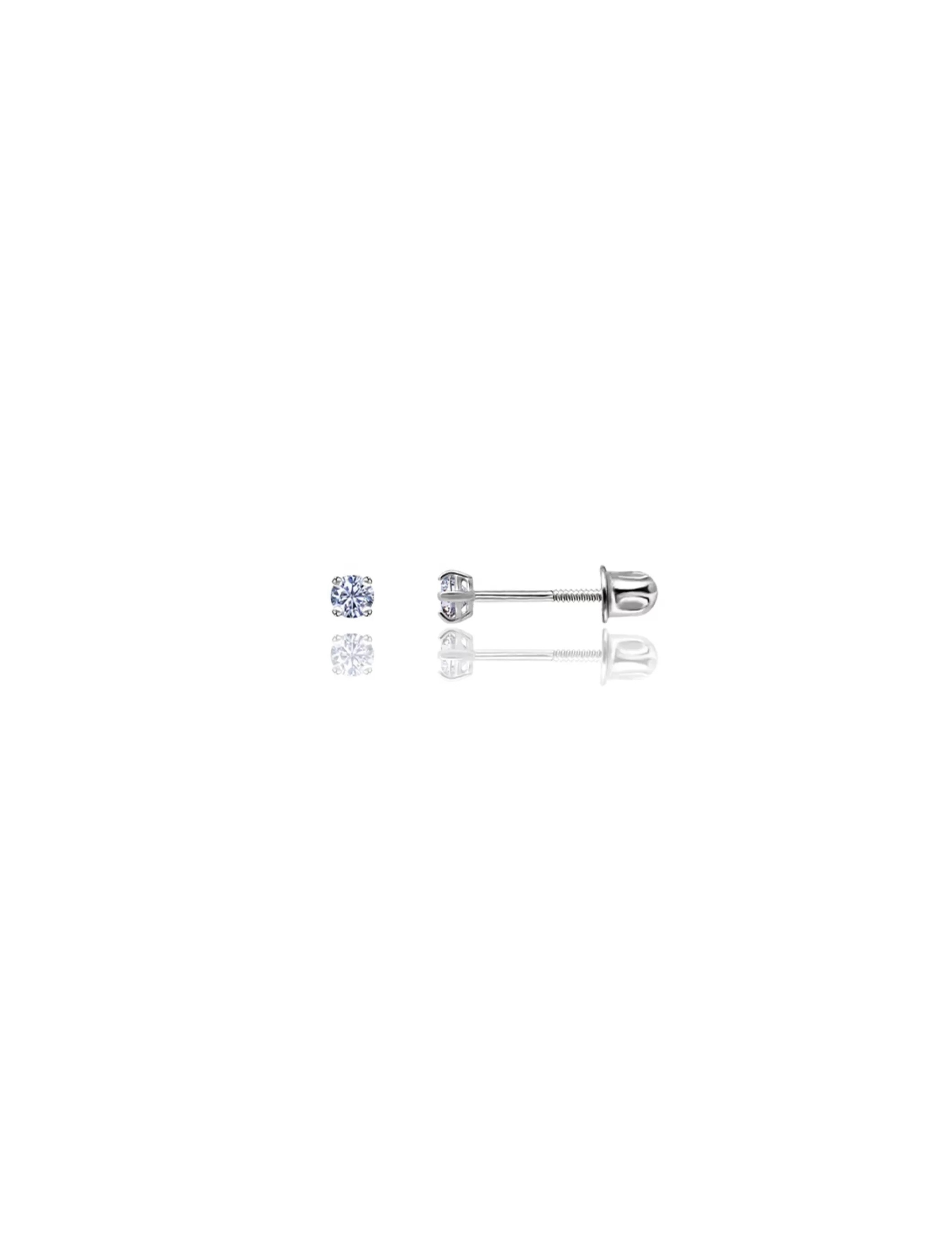 14K White Gold 2MM Round CZ Screwback Stud Earrings>Isaac Mizrahi Store