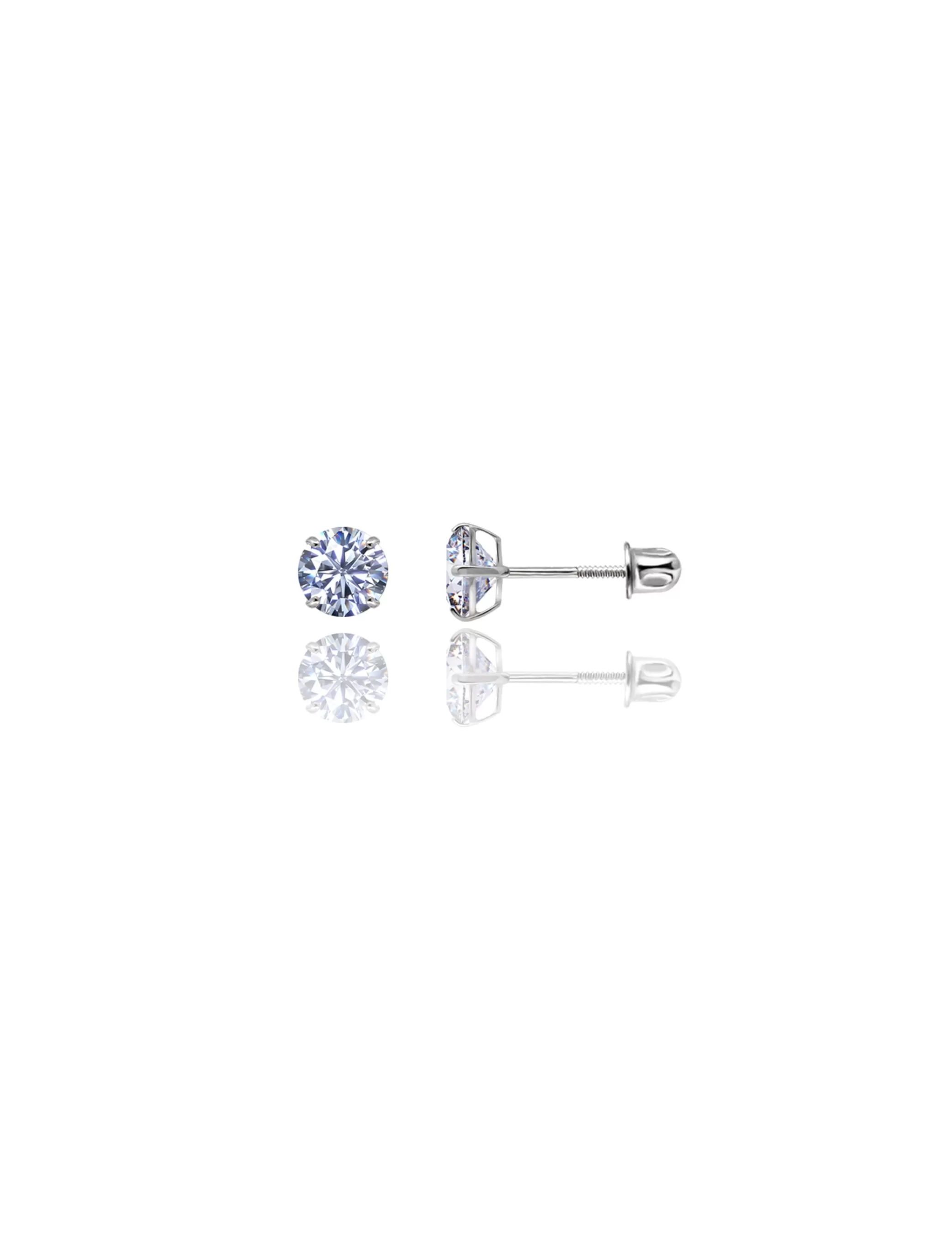 14K White Gold 5MM Round CZ Screwback Stud Earrings>Isaac Mizrahi Shop