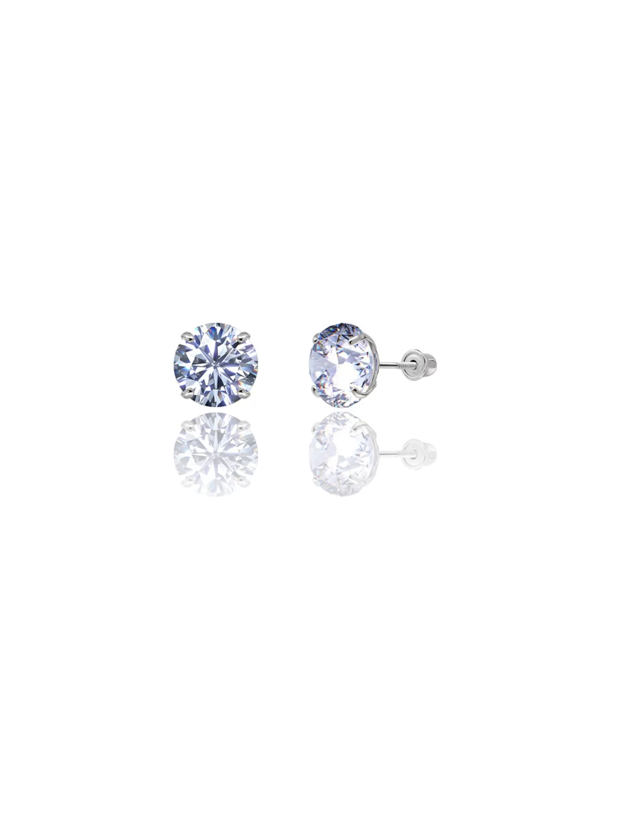 14K White Gold 7MM Round CZ Screwback Stud Earrings>Isaac Mizrahi Shop