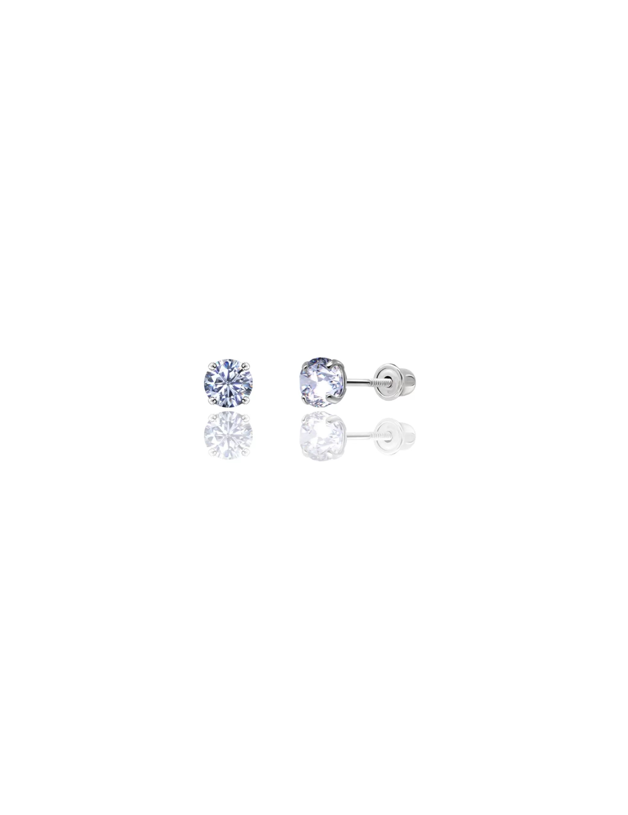 14K White Gold 4MM Round CZ Screwback Stud Earrings>Isaac Mizrahi Cheap