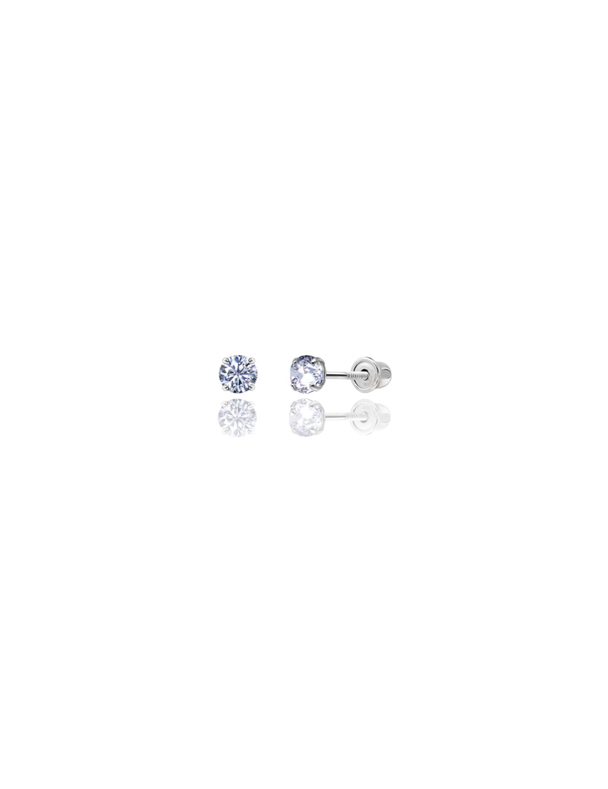 14K White Gold 3MM Round CZ Screwback Stud Earrings>Isaac Mizrahi Online