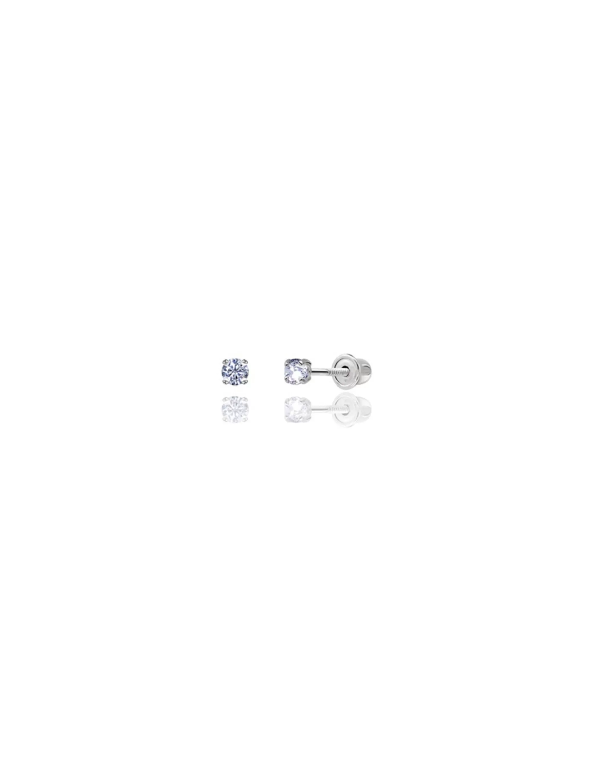 14K White Gold 2MM Round CZ Screwback Stud Earrings>Isaac Mizrahi Store