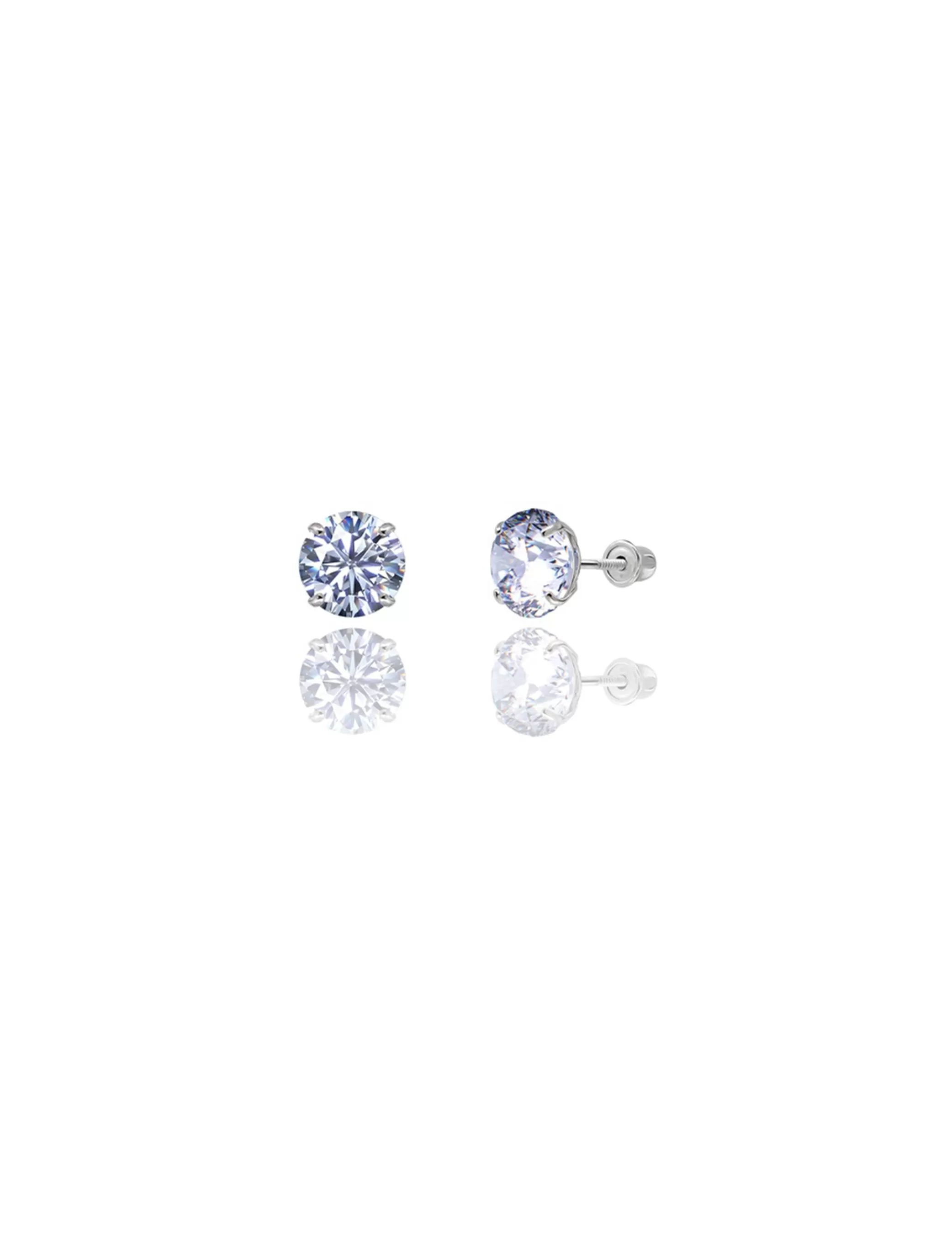 14K White Gold 6MM Round CZ Screwback Stud Earrings>Isaac Mizrahi Best Sale