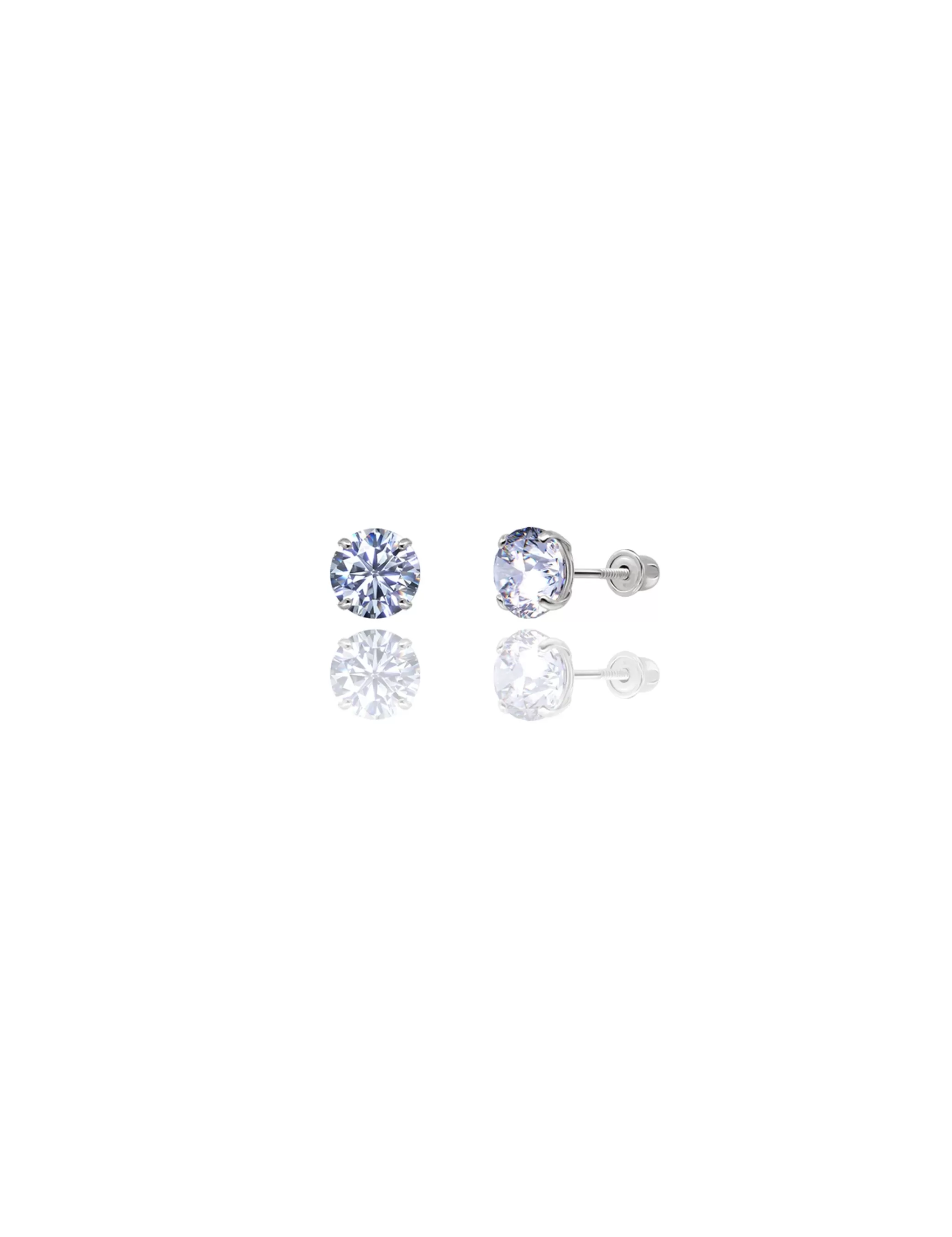 14K White Gold 5MM Round CZ Screwback Stud Earrings>Isaac Mizrahi Shop