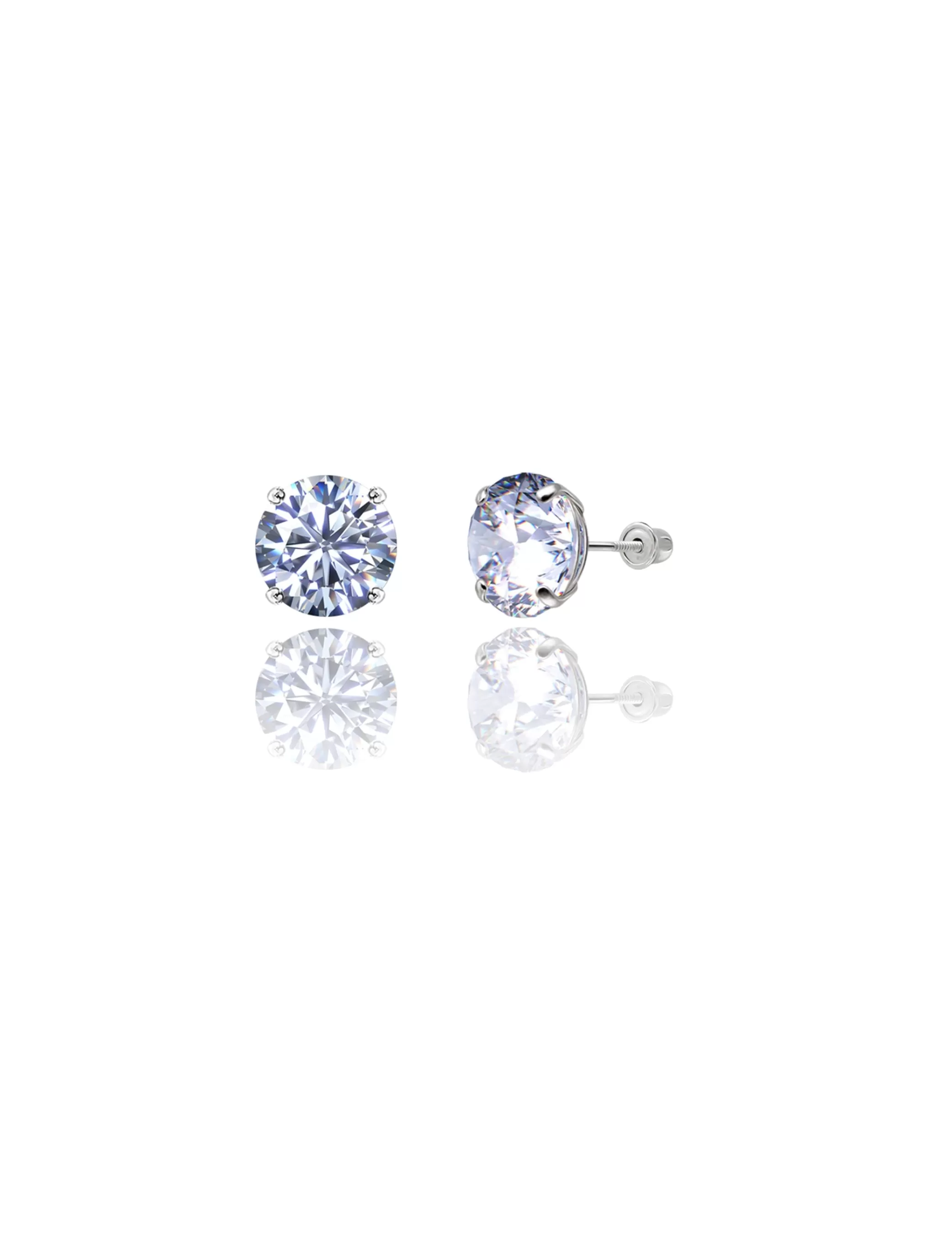 14K White Gold 8MM Round CZ Screwback Stud Earrings>Isaac Mizrahi Best