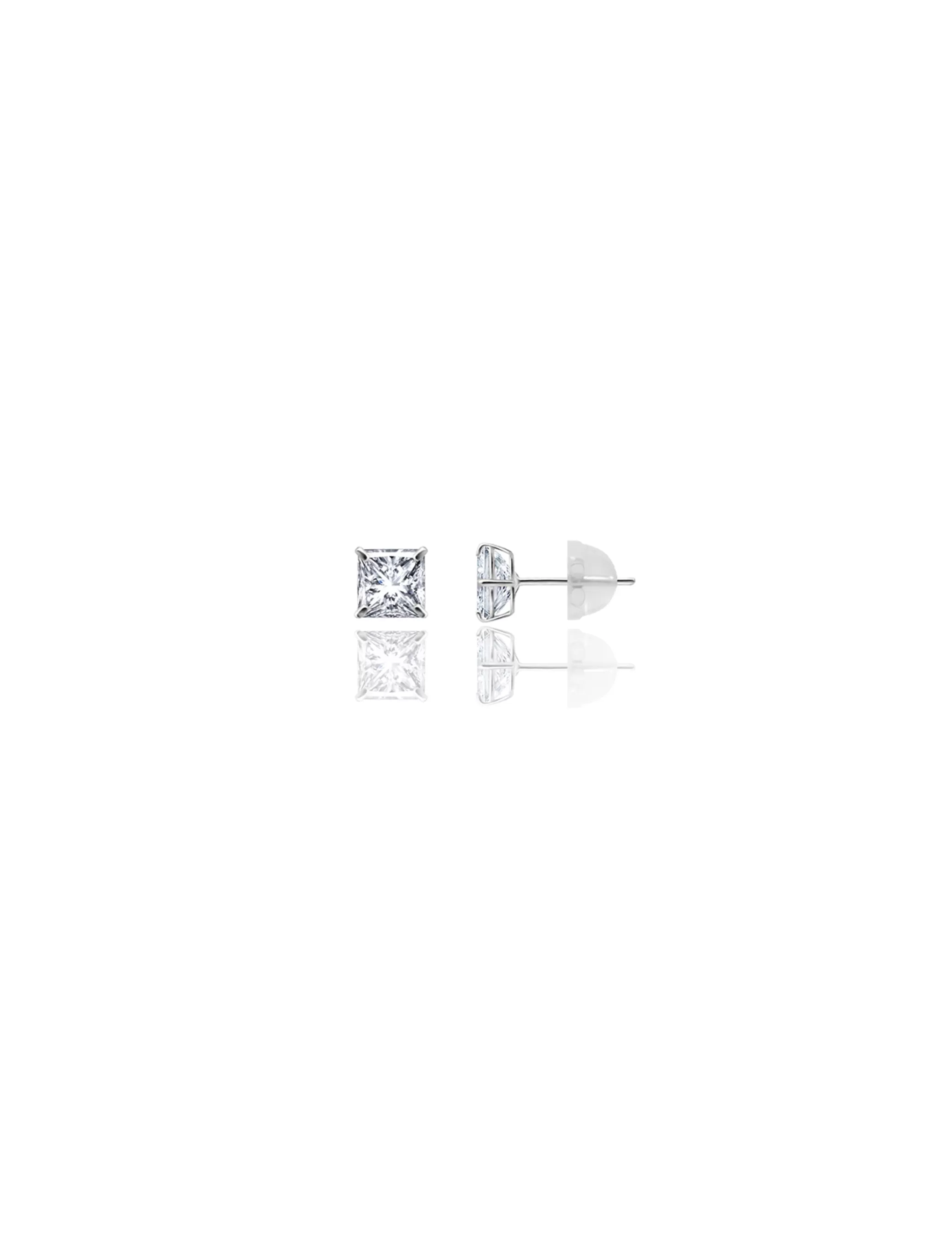 14K White Gold 5MM Square CZ Pushback Stud Earrings>Isaac Mizrahi Discount