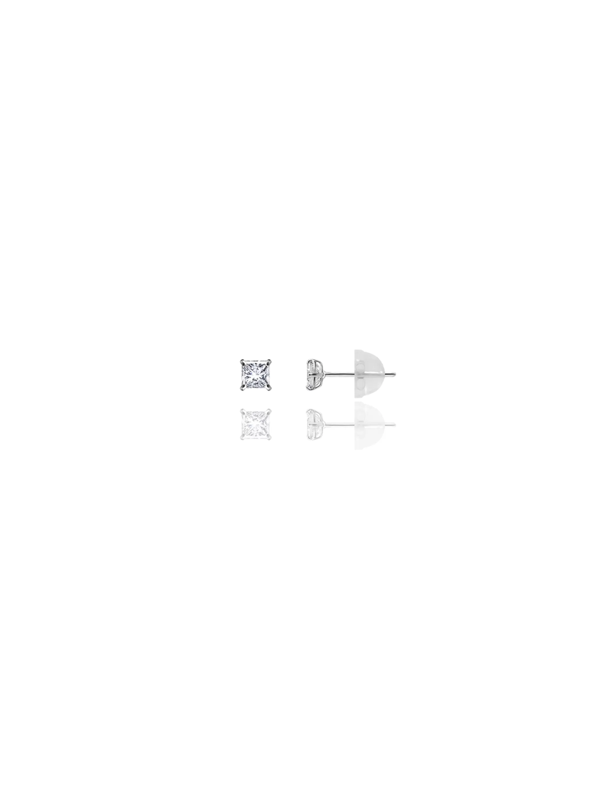 14K White Gold 3MM Square CZ Pushback Stud Earrings>Isaac Mizrahi Best Sale