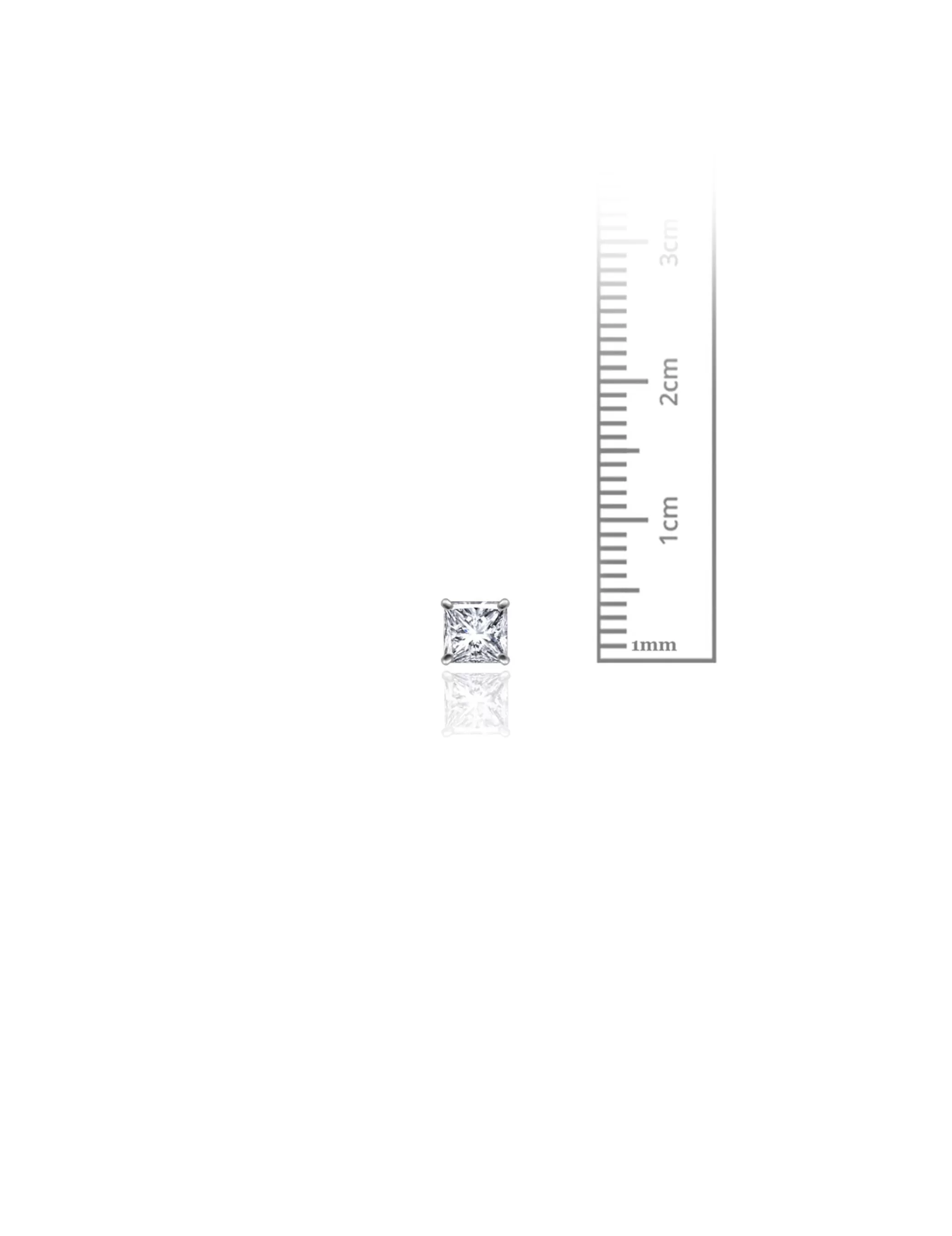 14K White Gold 4MM Square CZ Pushback Stud Earrings>Isaac Mizrahi Fashion