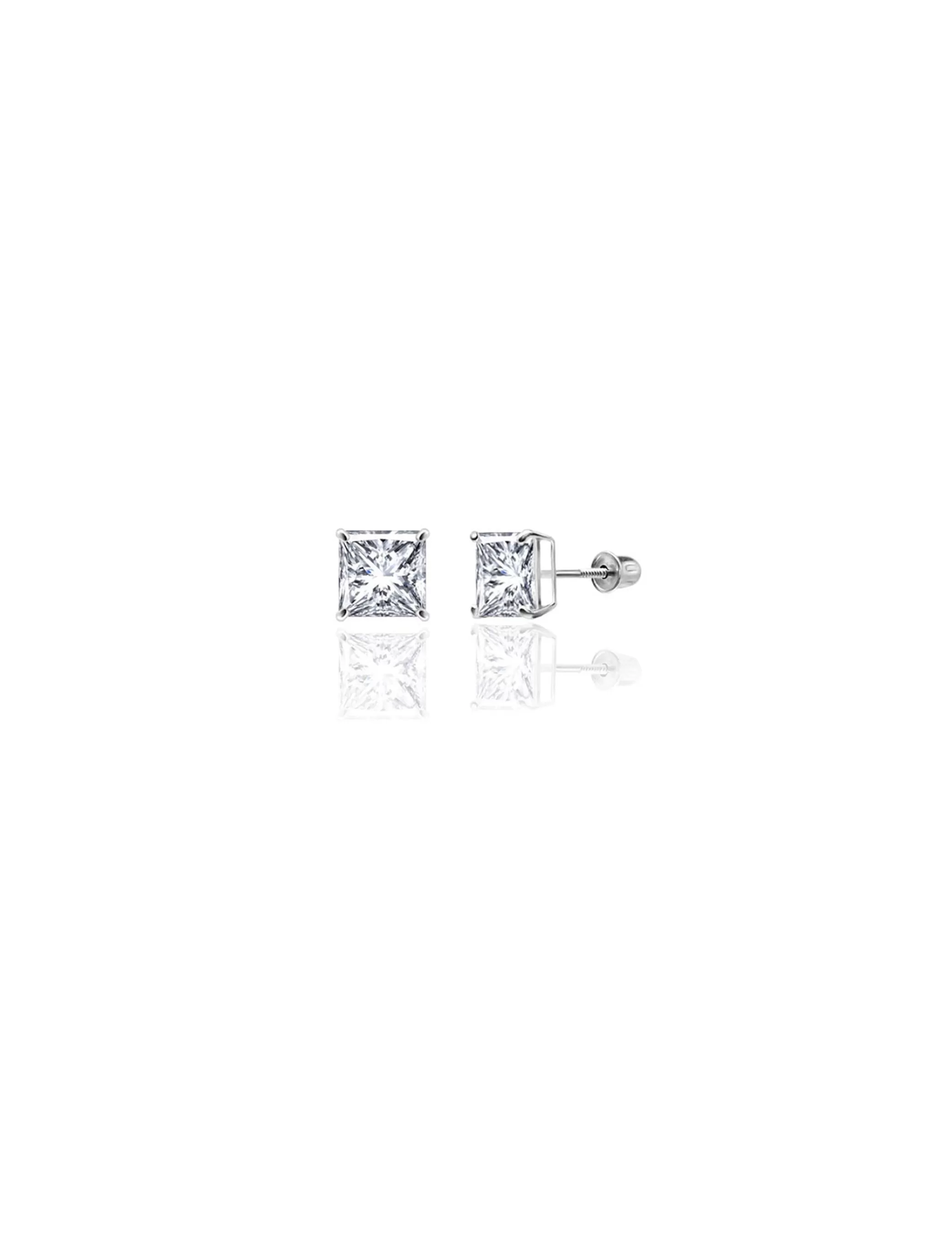 14K White Gold 6MM Square CZ Screwback Stud Earrings>Isaac Mizrahi Hot