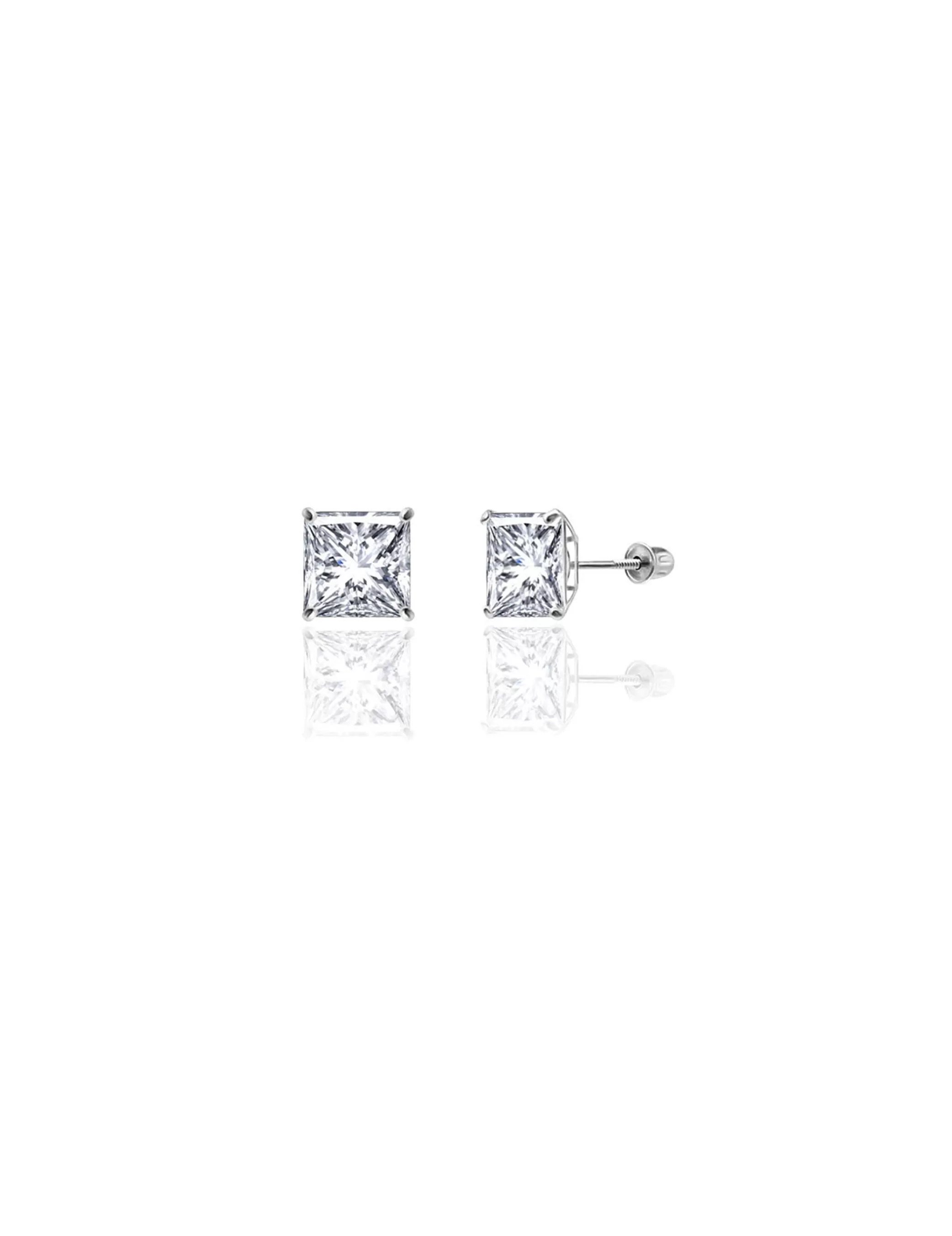 14K White Gold 7MM Square CZ Screwback Stud Earrings>Isaac Mizrahi Hot