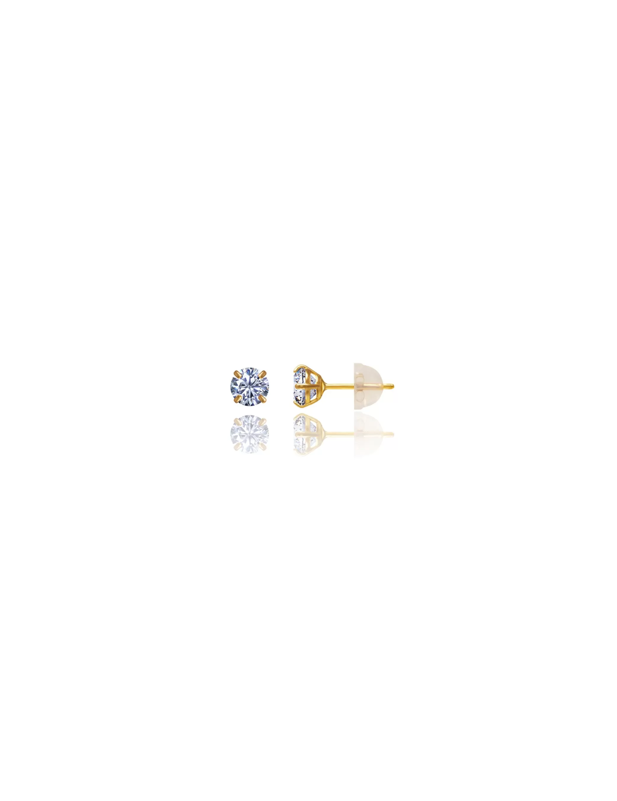 14K Yellow Gold 3MM Round CZ Pushback Stud Earrings>Isaac Mizrahi Flash Sale