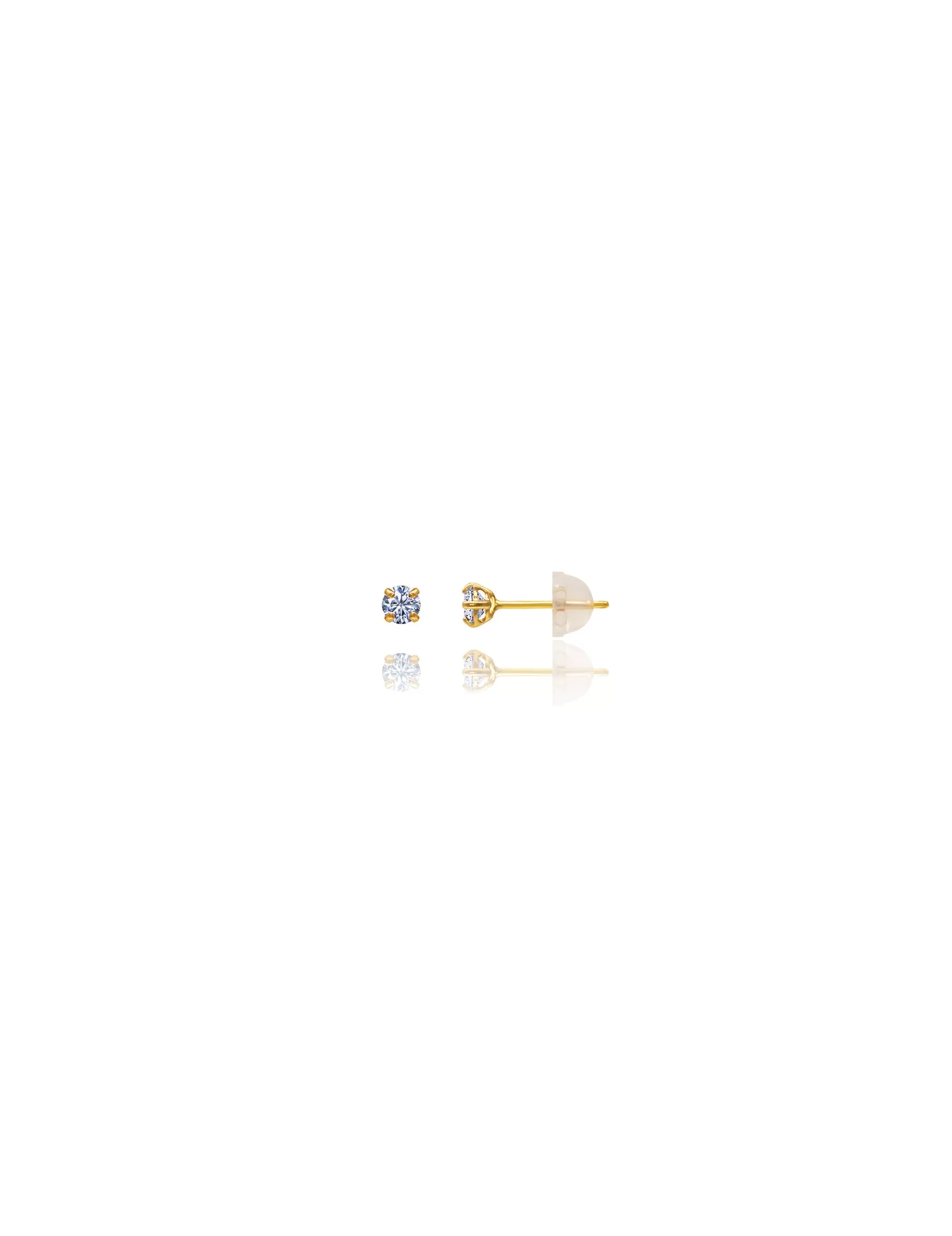 14K Yellow Gold 2MM Round CZ Pushback Stud Earrings>Isaac Mizrahi Online