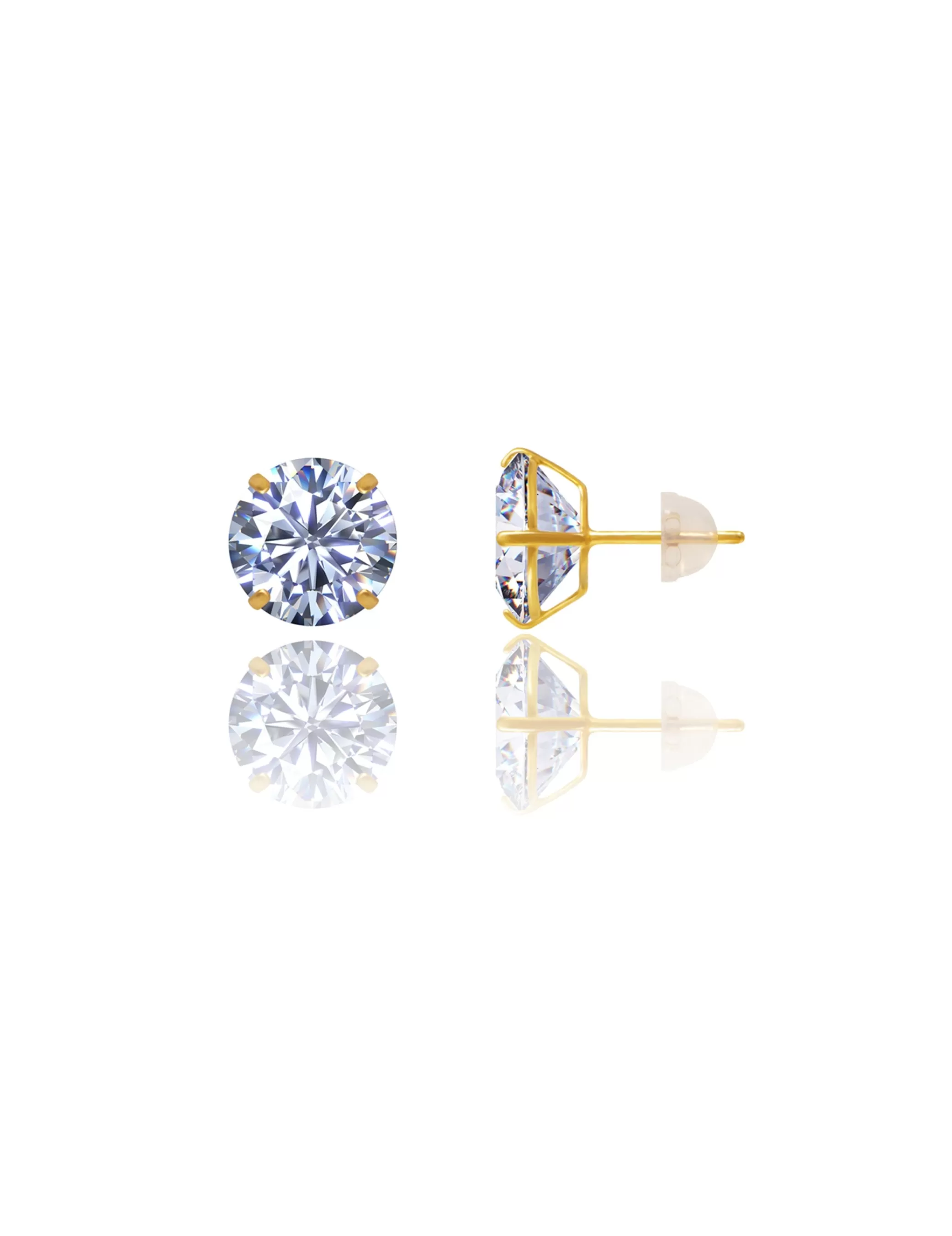 14K Yellow Gold 10MM Round CZ Pushback Stud Earrings>Isaac Mizrahi Clearance