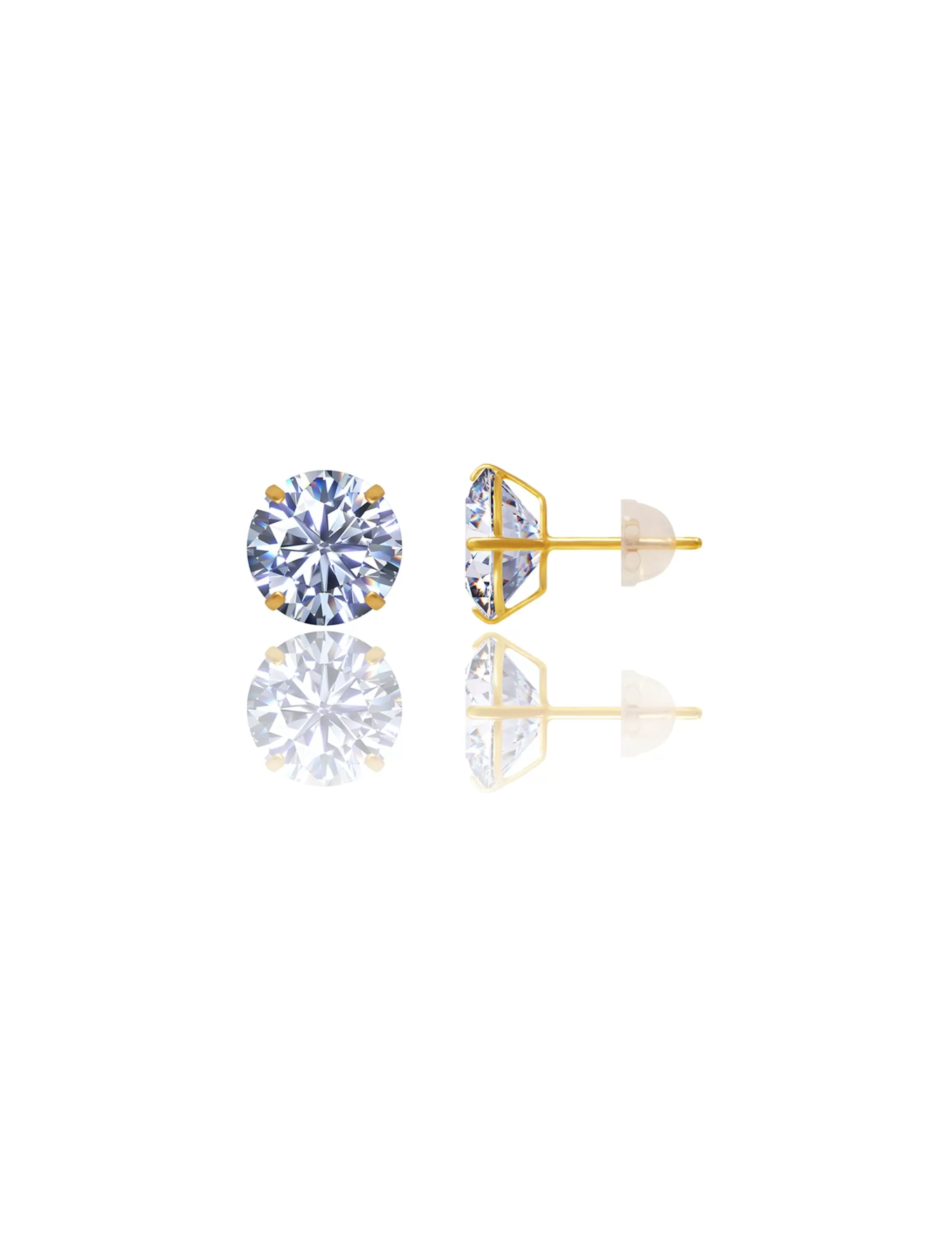 14K Yellow Gold 9MM Round CZ Pushback Stud Earrings>Isaac Mizrahi Clearance