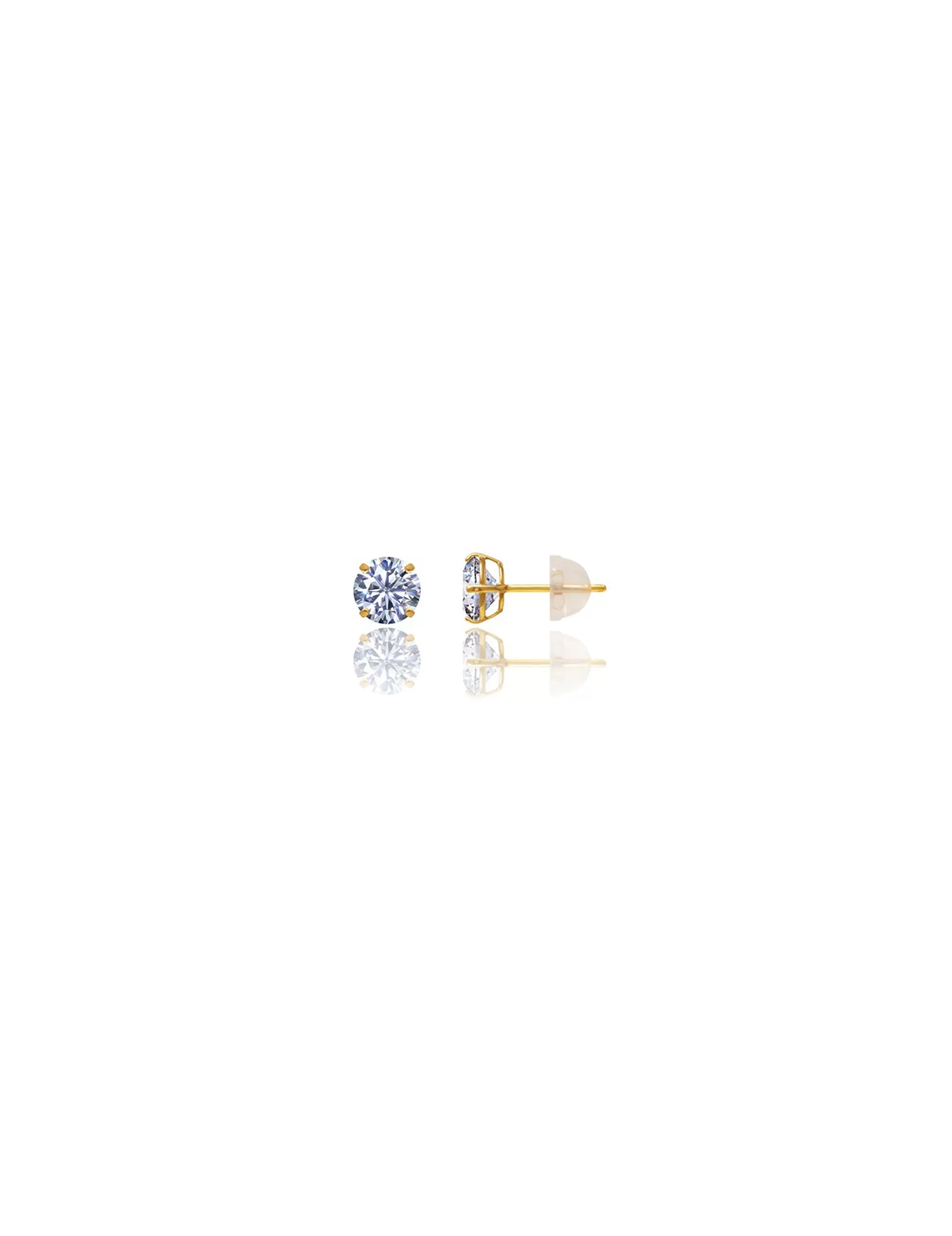 14K Yellow Gold 5MM Round CZ Pushback Stud Earrings>Isaac Mizrahi Store