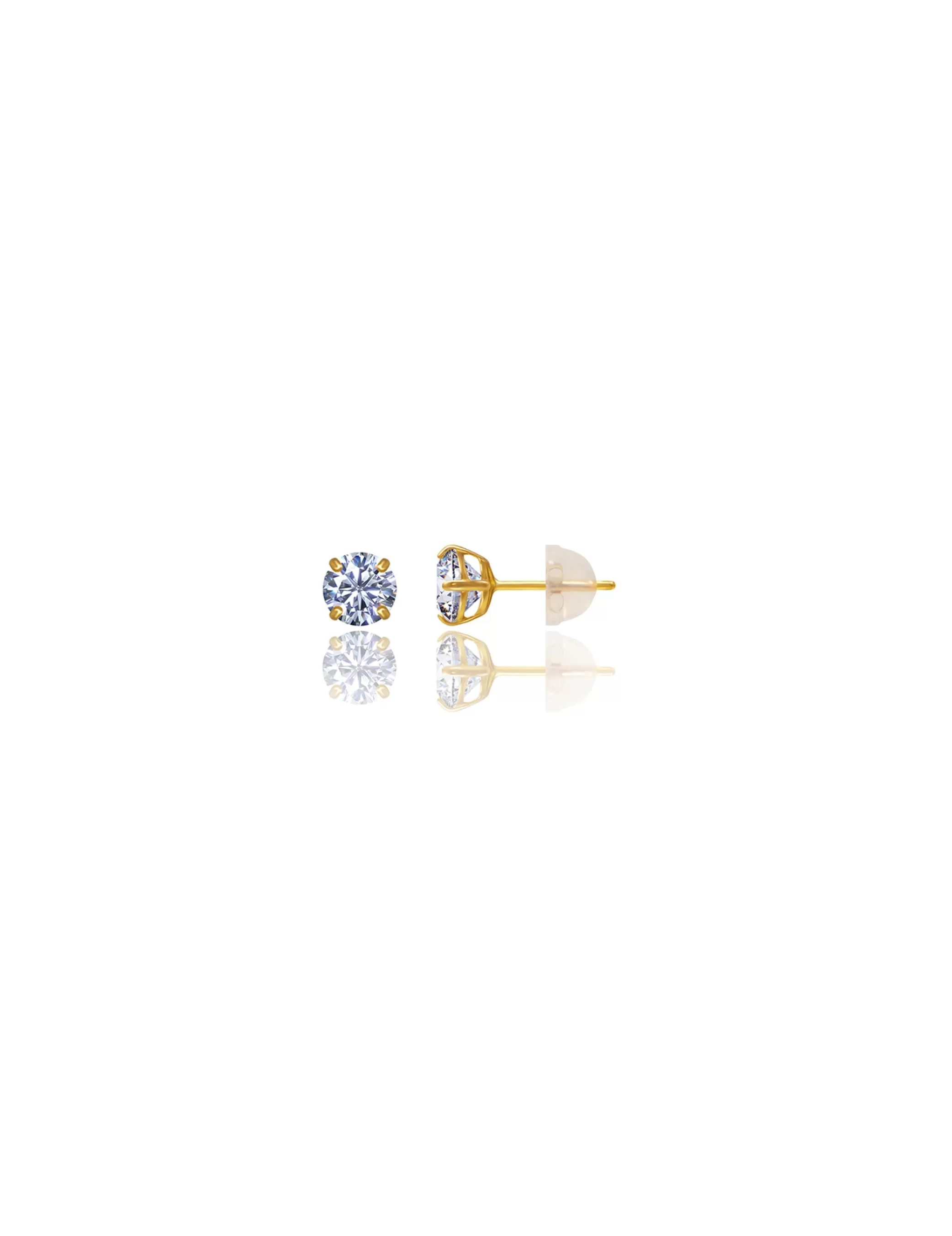 14K Yellow Gold 4MM Round CZ Pushback Stud Earrings>Isaac Mizrahi Cheap