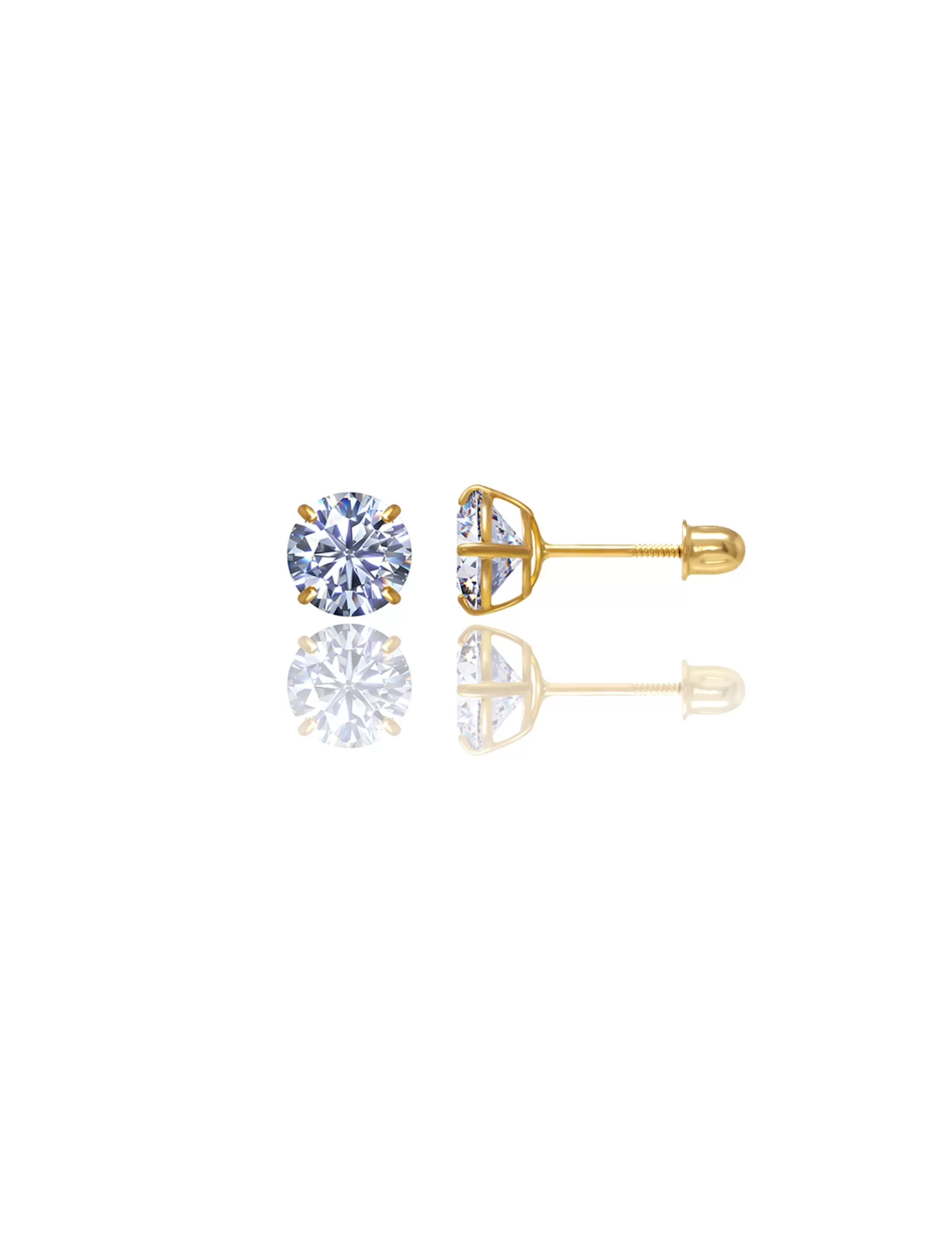 14K Yellow Gold 7MM Round CZ Screwback Stud Earrings>Isaac Mizrahi Best