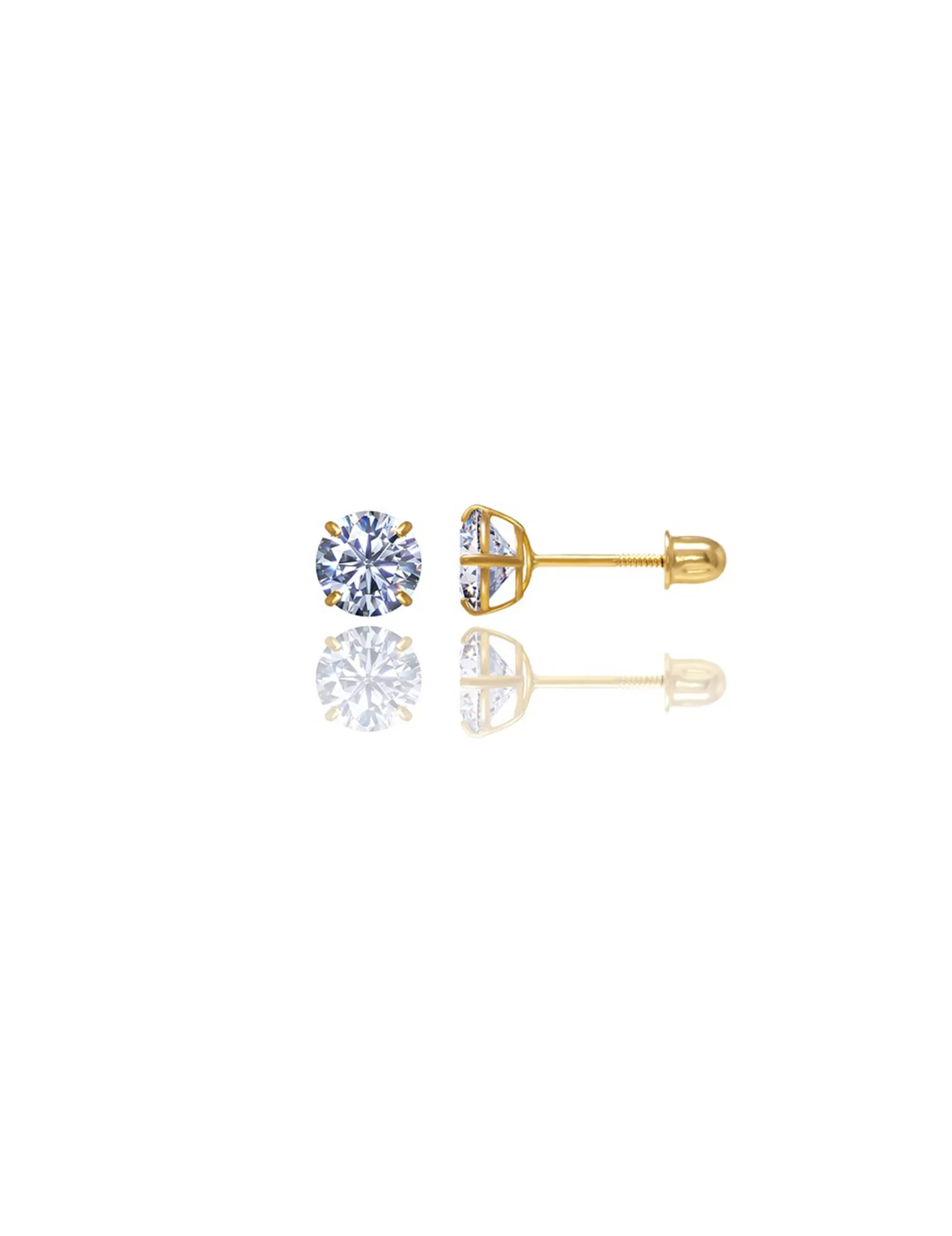 14K Yellow Gold 6MM Round CZ Screwback Stud Earrings>Isaac Mizrahi Online