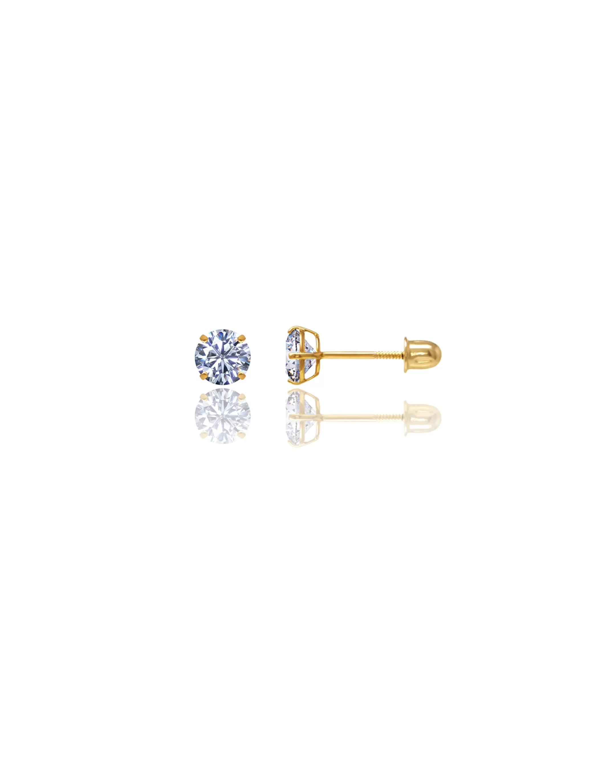 14K Yellow Gold 5MM Round CZ Screwback Stud Earrings>Isaac Mizrahi Discount