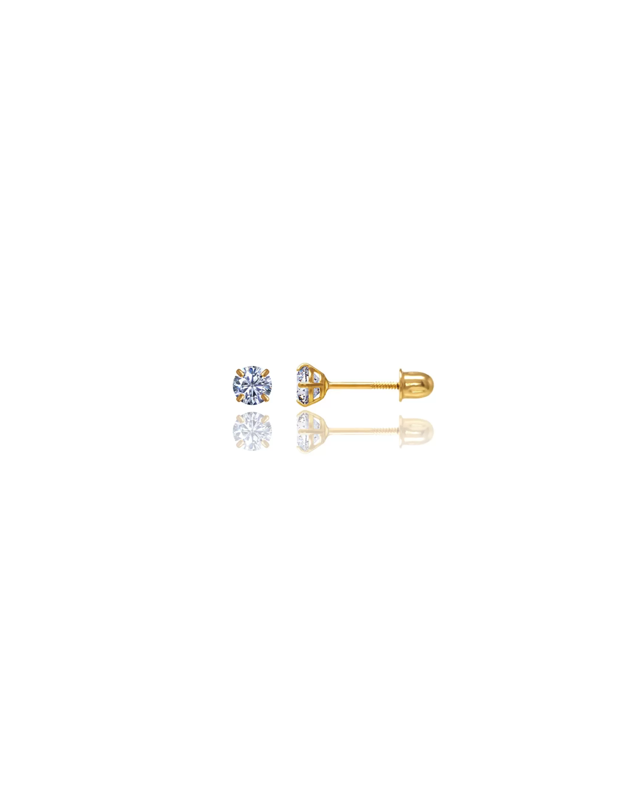 14K Yellow Gold 3MM Round CZ Screwback Stud Earrings>Isaac Mizrahi Cheap