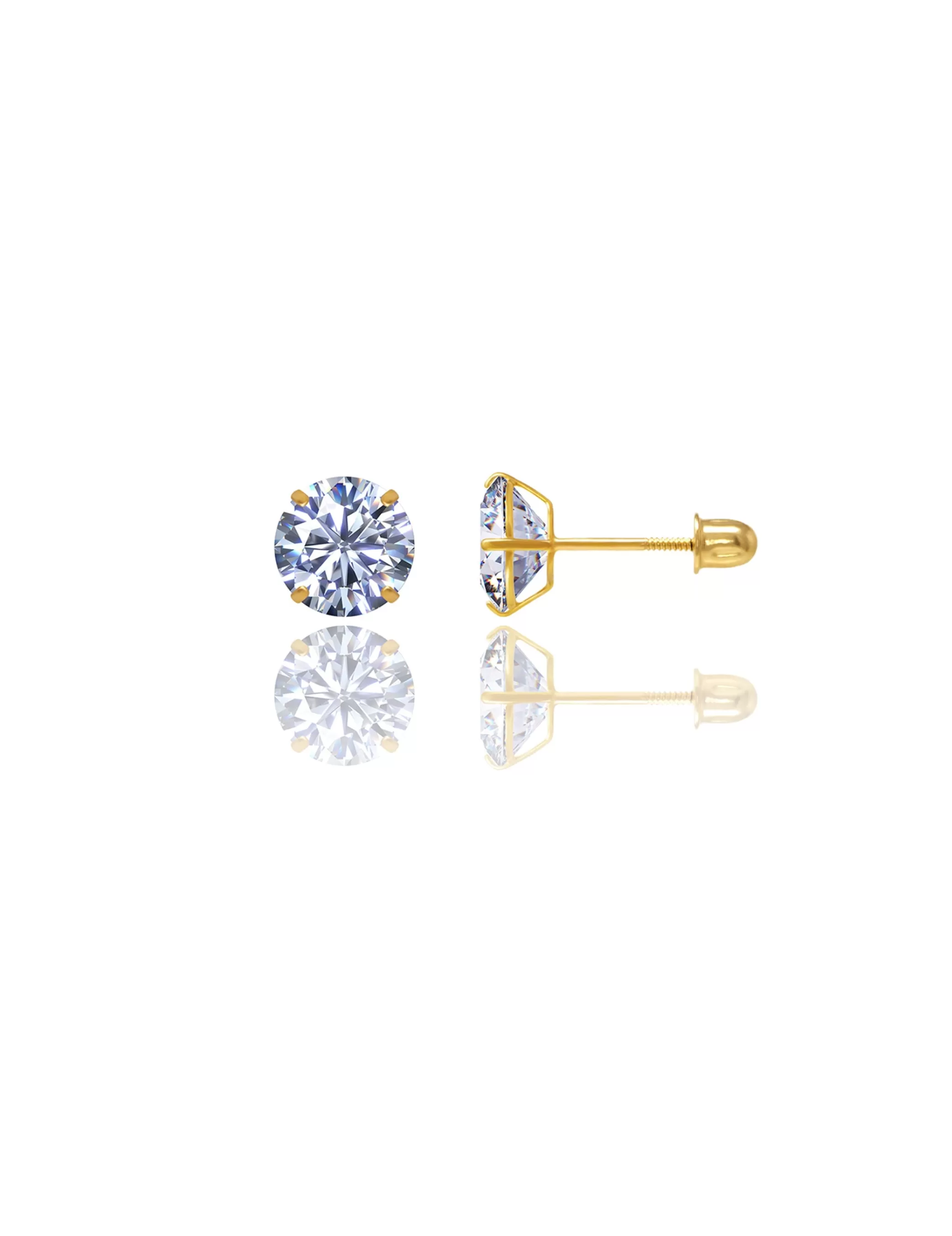 14K Yellow Gold 8MM Round CZ Screwback Stud Earrings>Isaac Mizrahi Online