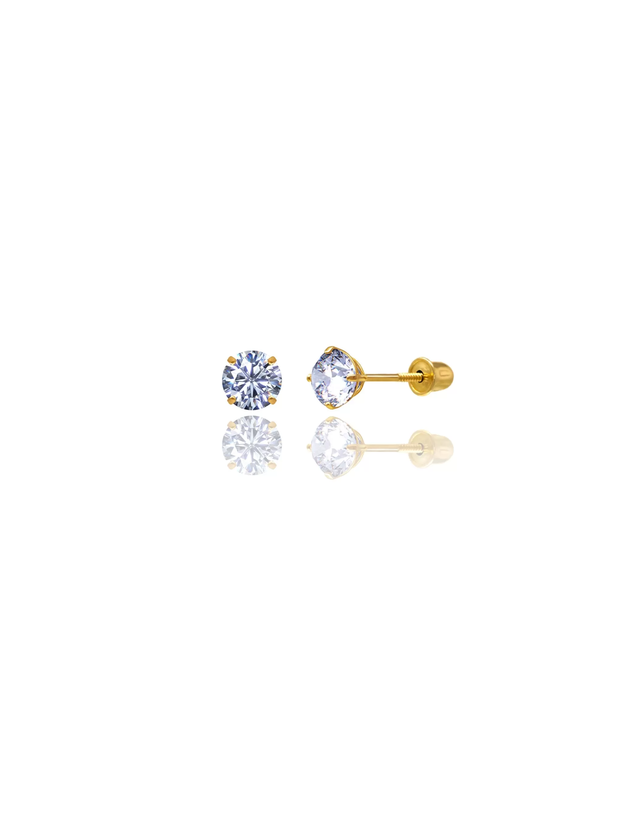 14K Yellow Gold 5MM Round CZ Screwback Stud Earrings>Isaac Mizrahi Discount