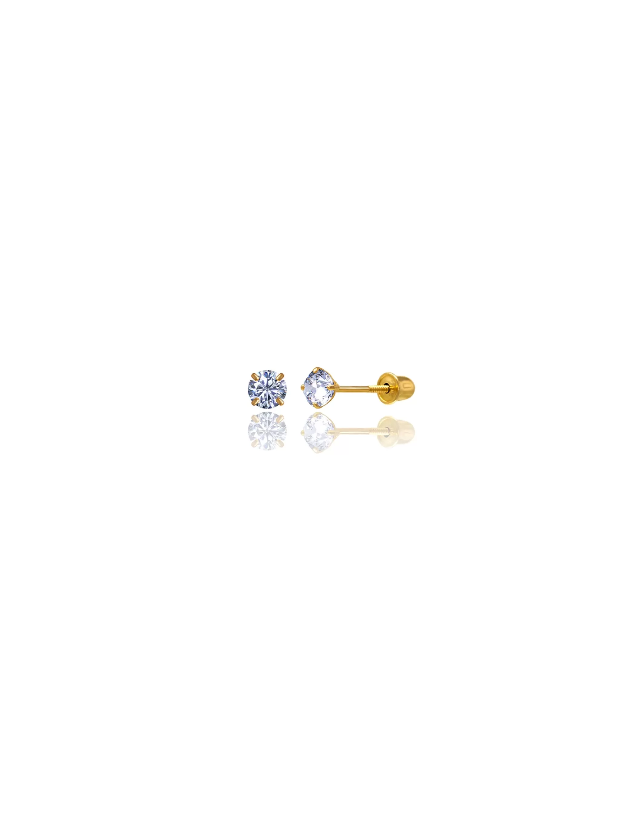 14K Yellow Gold 3MM Round CZ Screwback Stud Earrings>Isaac Mizrahi Cheap