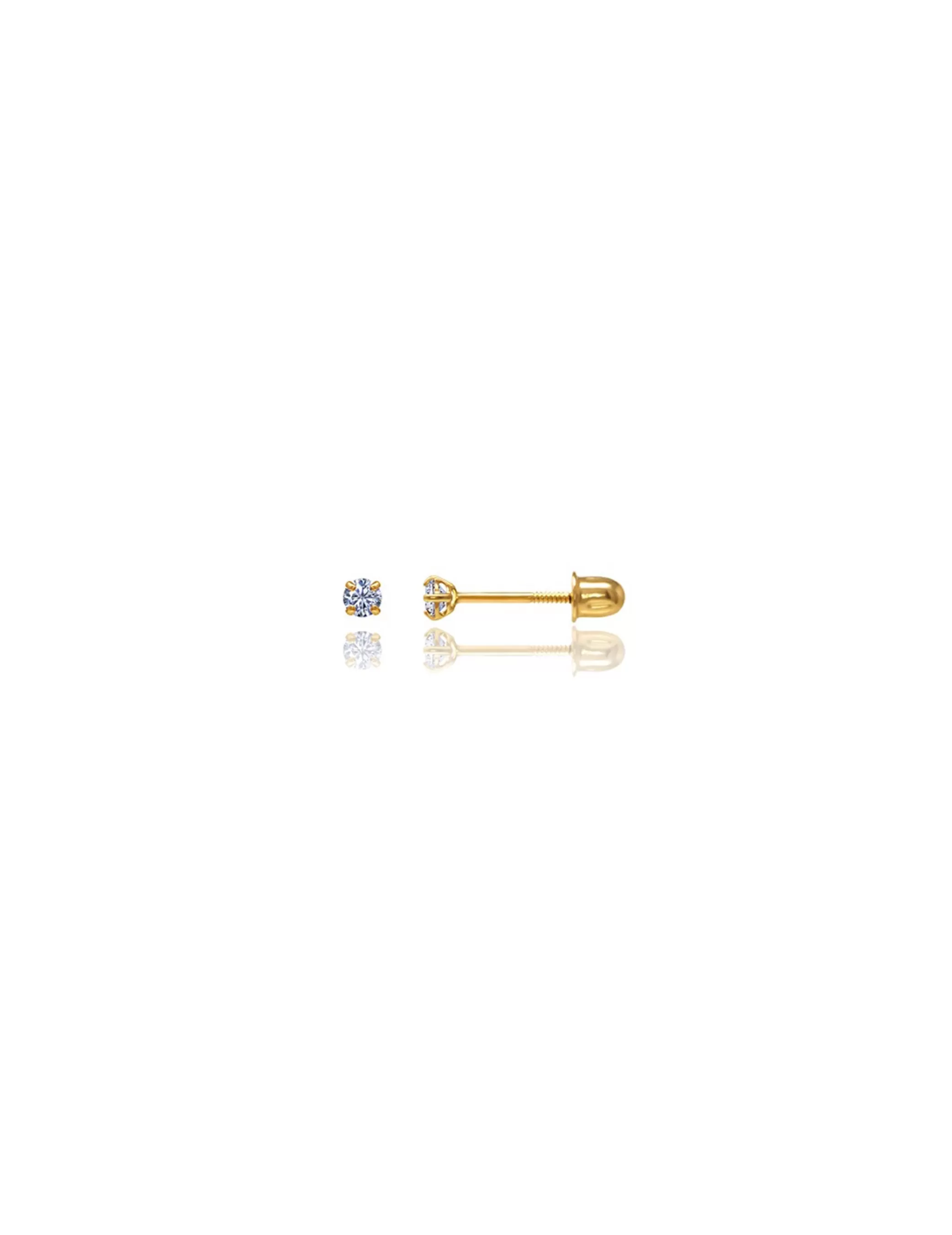 14K Yellow Gold 2MM Round CZ Screwback Stud Earrings>Isaac Mizrahi Online