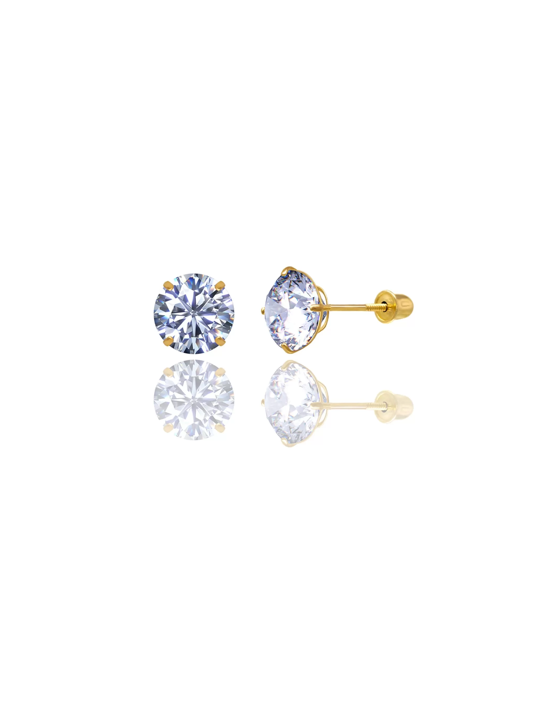 14K Yellow Gold 8MM Round CZ Screwback Stud Earrings>Isaac Mizrahi Online