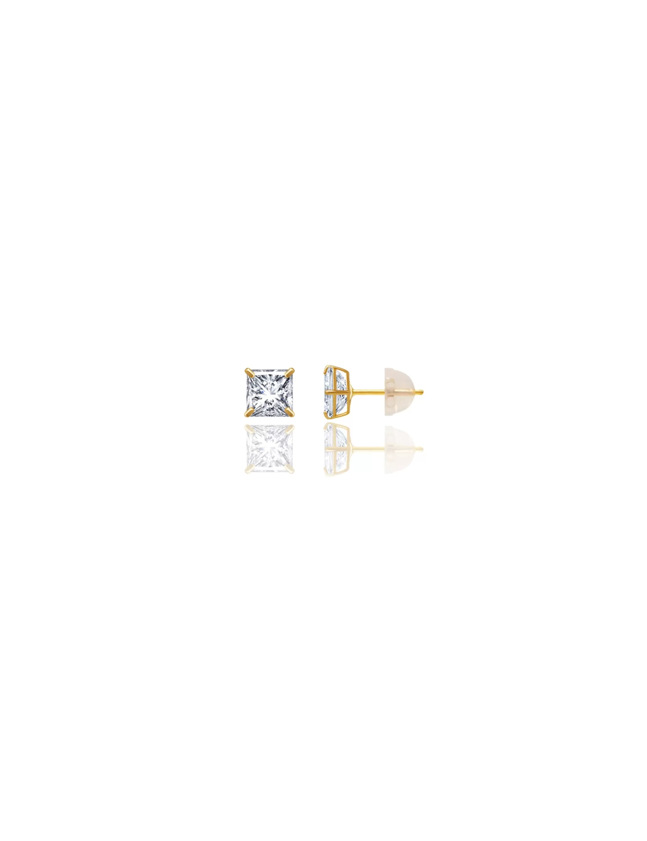 14K Yellow Gold 5MM Square CZ Pushback Stud Earrings>Isaac Mizrahi Online