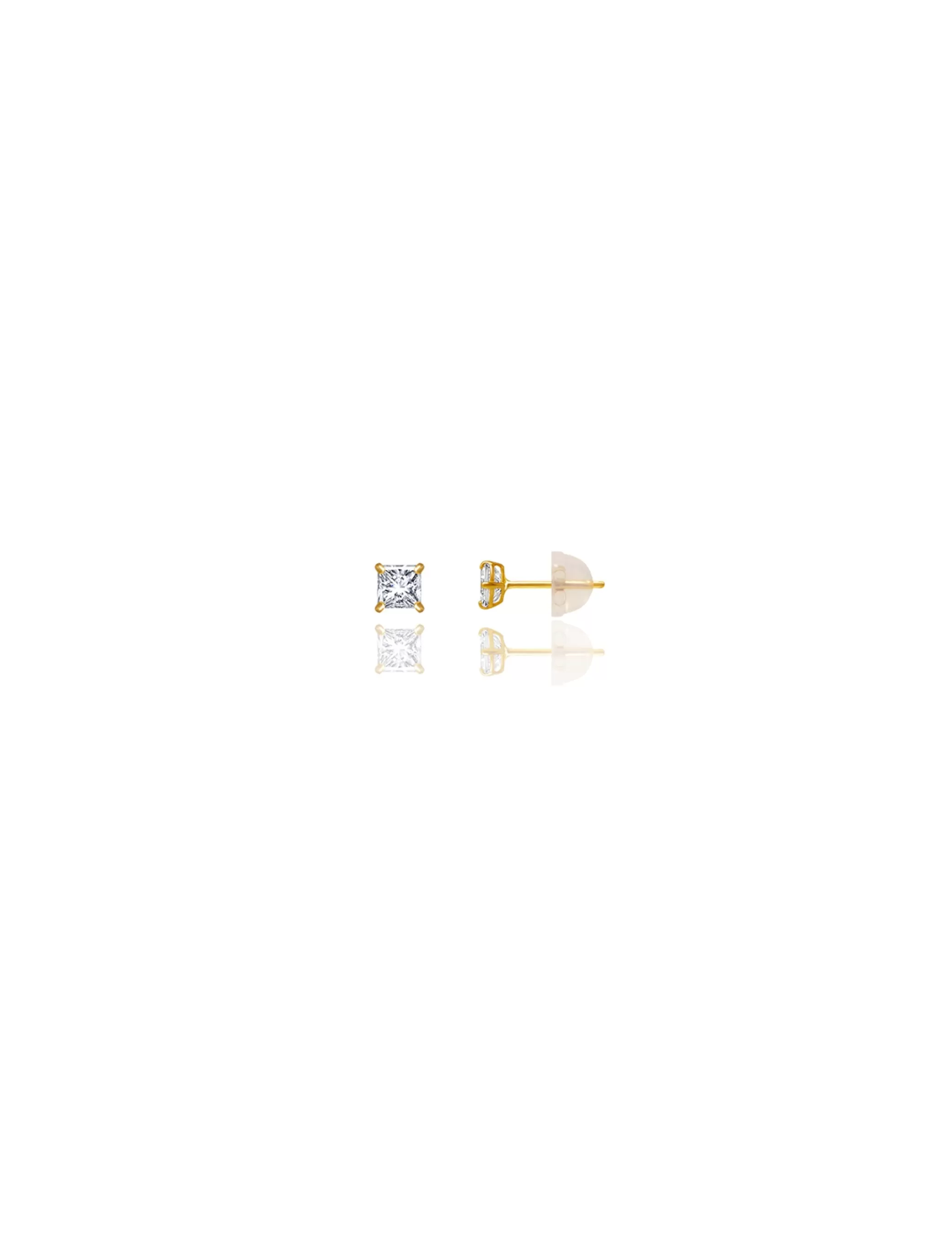 14K Yellow Gold 3MM Square CZ Pushback Stud Earrings>Isaac Mizrahi Best Sale