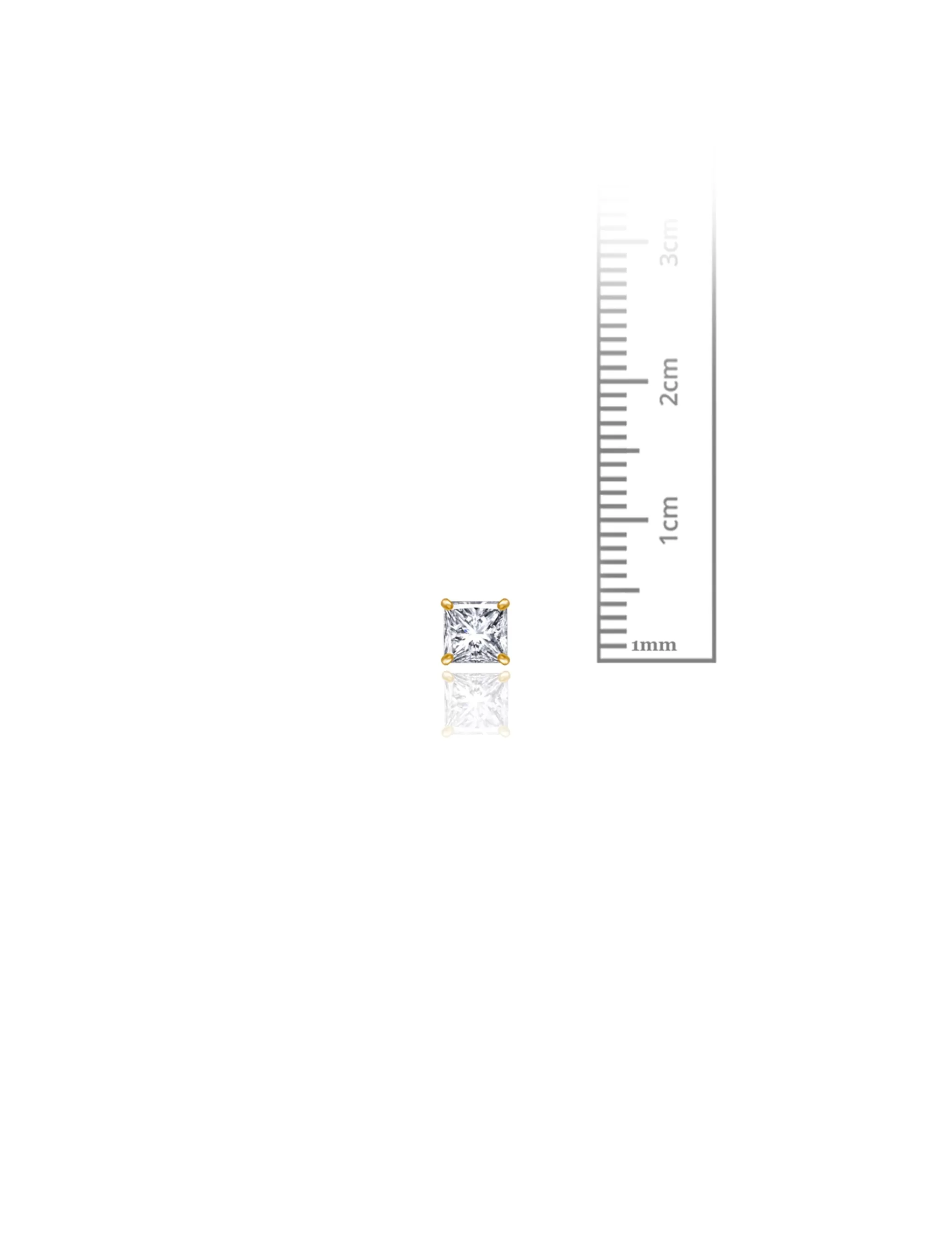 14K Yellow Gold 4MM Square CZ Pushback Stud Earrings>Isaac Mizrahi Fashion