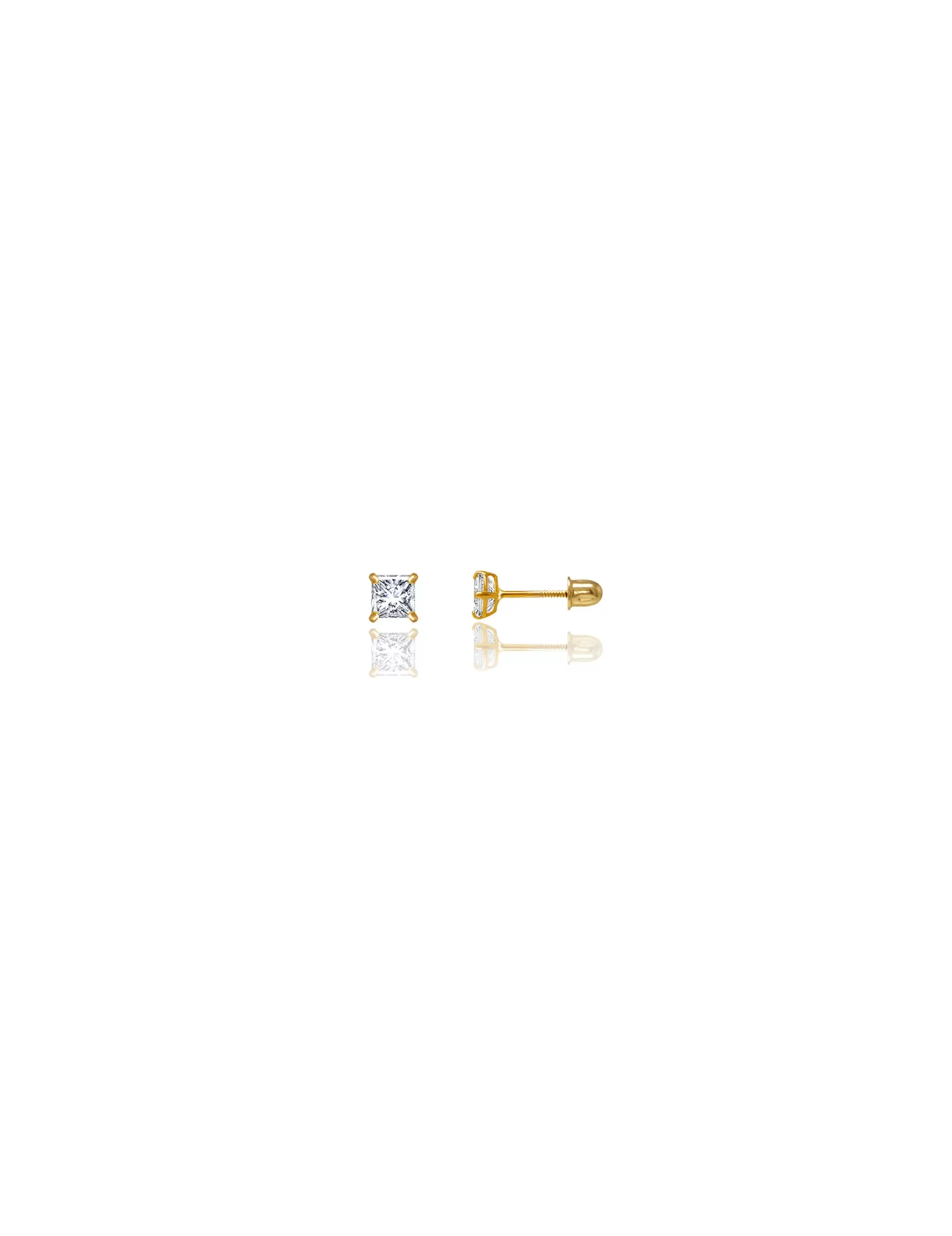 14K Yellow Gold 3MM Square CZ Screwback Stud Earrings>Isaac Mizrahi Best