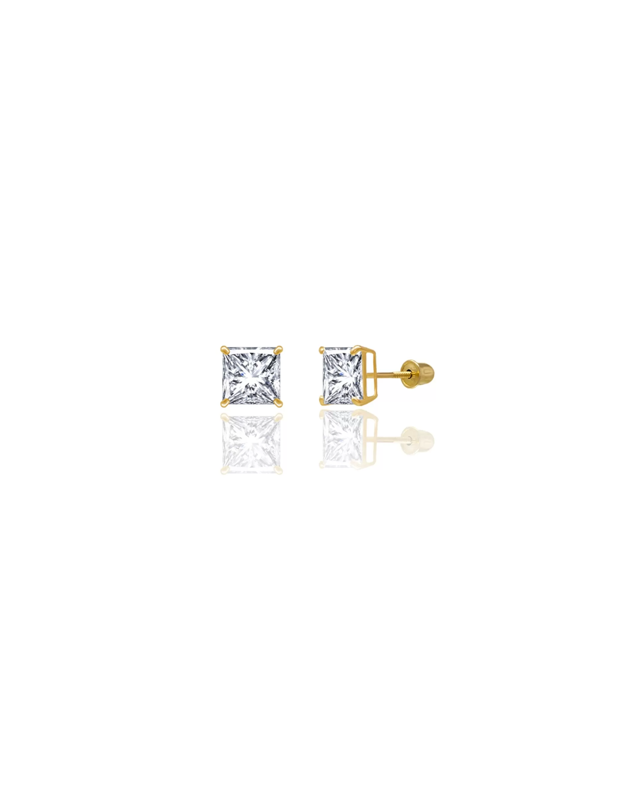 14K Yellow Gold 6MM Square CZ Screwback Stud Earrings>Isaac Mizrahi Online