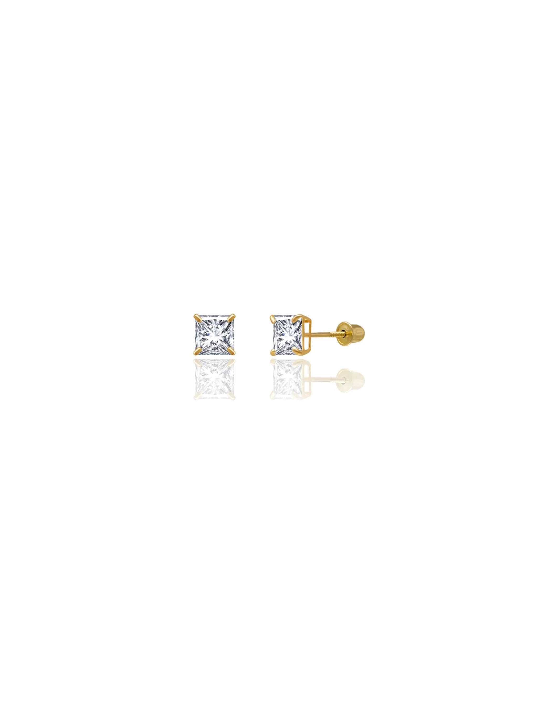 14K Yellow Gold 5MM Square CZ Screwback Stud Earrings>Isaac Mizrahi Hot