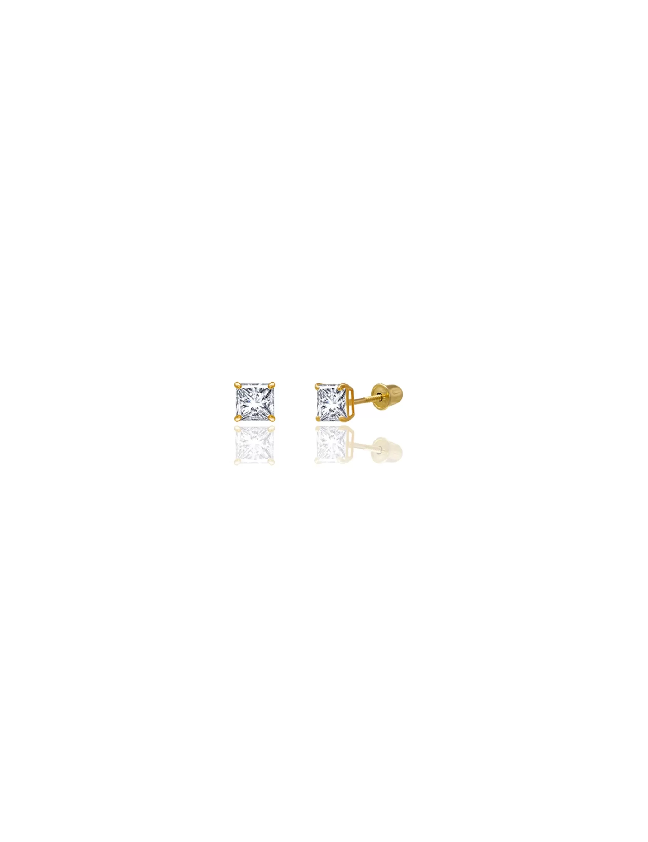 14K Yellow Gold 4MM Square CZ Screwback Stud Earrings>Isaac Mizrahi Flash Sale