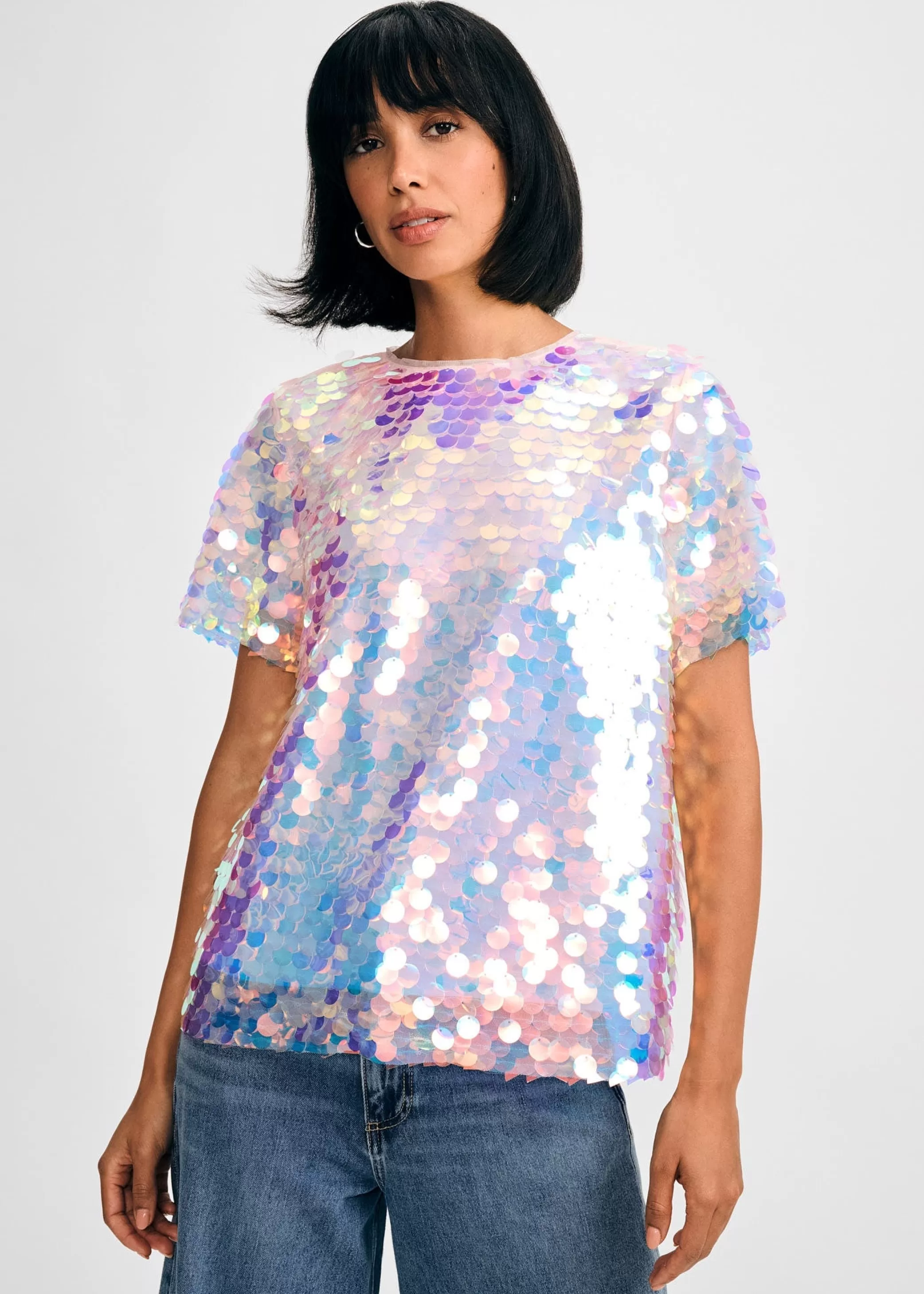 Paillette Sequin Tee>Isaac Mizrahi Flash Sale